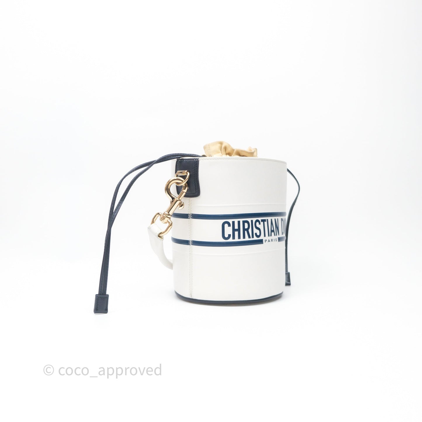 Dior Small Vibe Bucket Bag White Navy Smooth Calfskin
