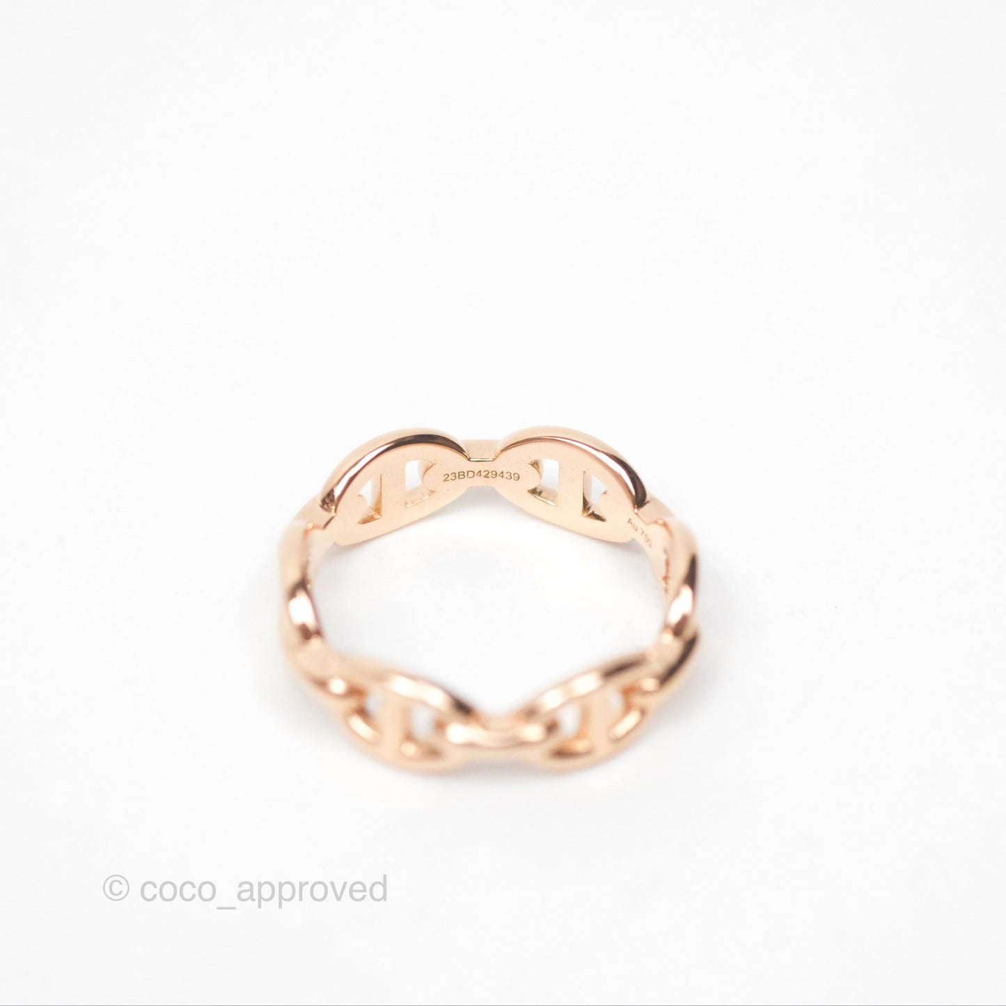 Hermès Chaine d'Ancre Enchainee Band Ring PM Rose Gold Size 51