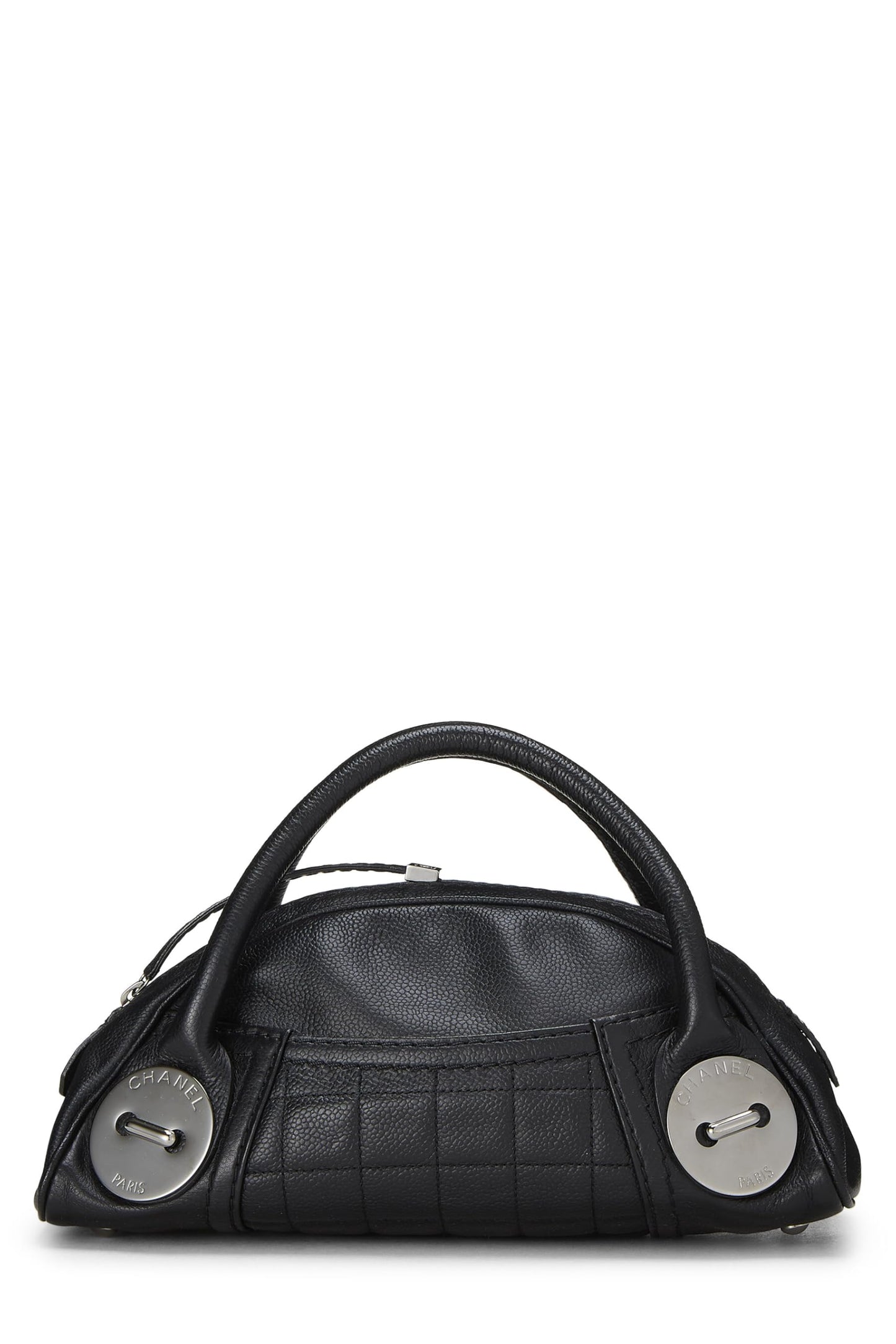Chanel,  Black Leather Button Dome Satchel, Black