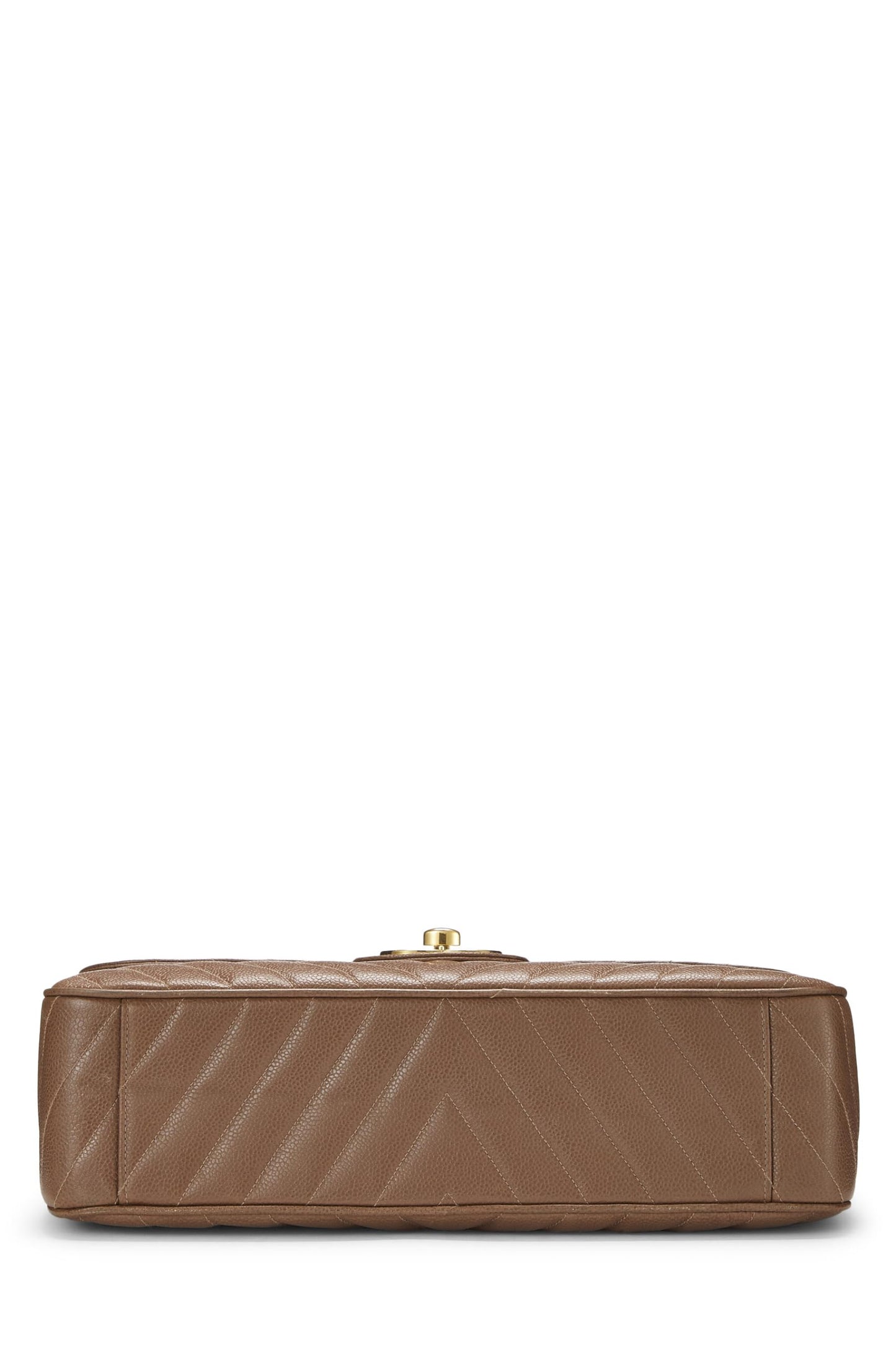 Chanel,  Brown Chevron Caviar Half Flap Maxi, Brown