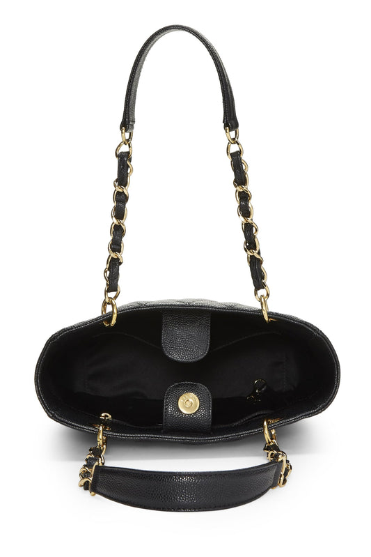 Chanel,  Black Quilted Caviar Petite Shopping Tote (PST), Black