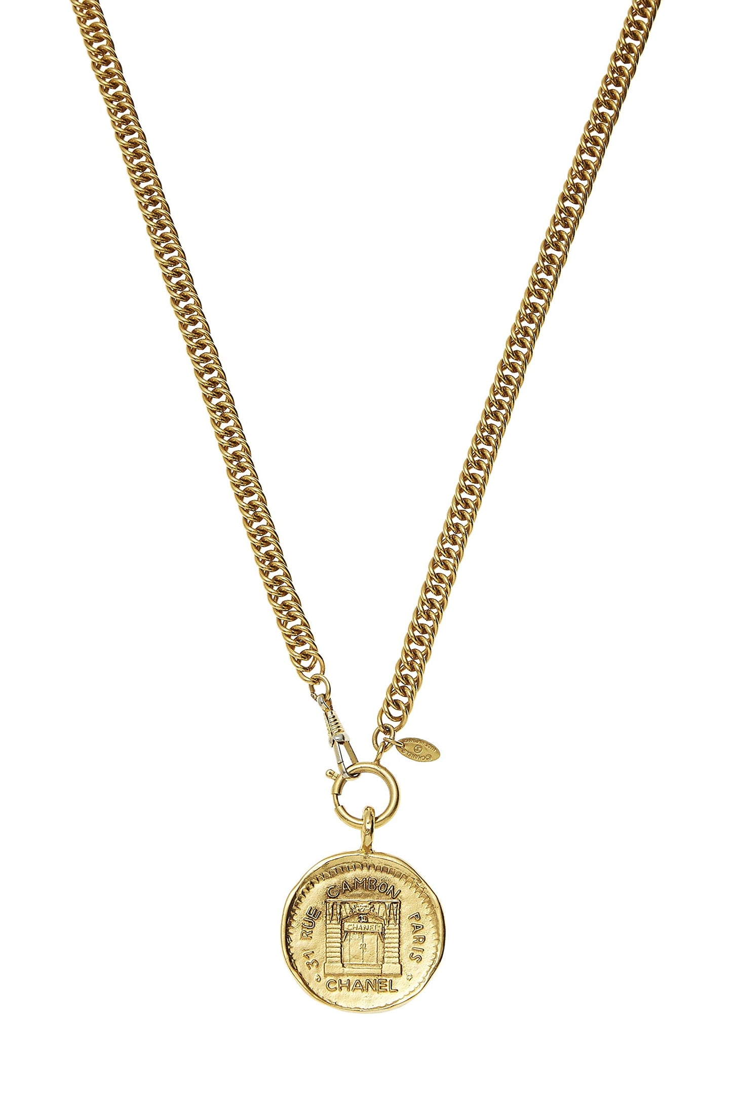 Chanel,  Gold Medallion Long Necklace, Gold