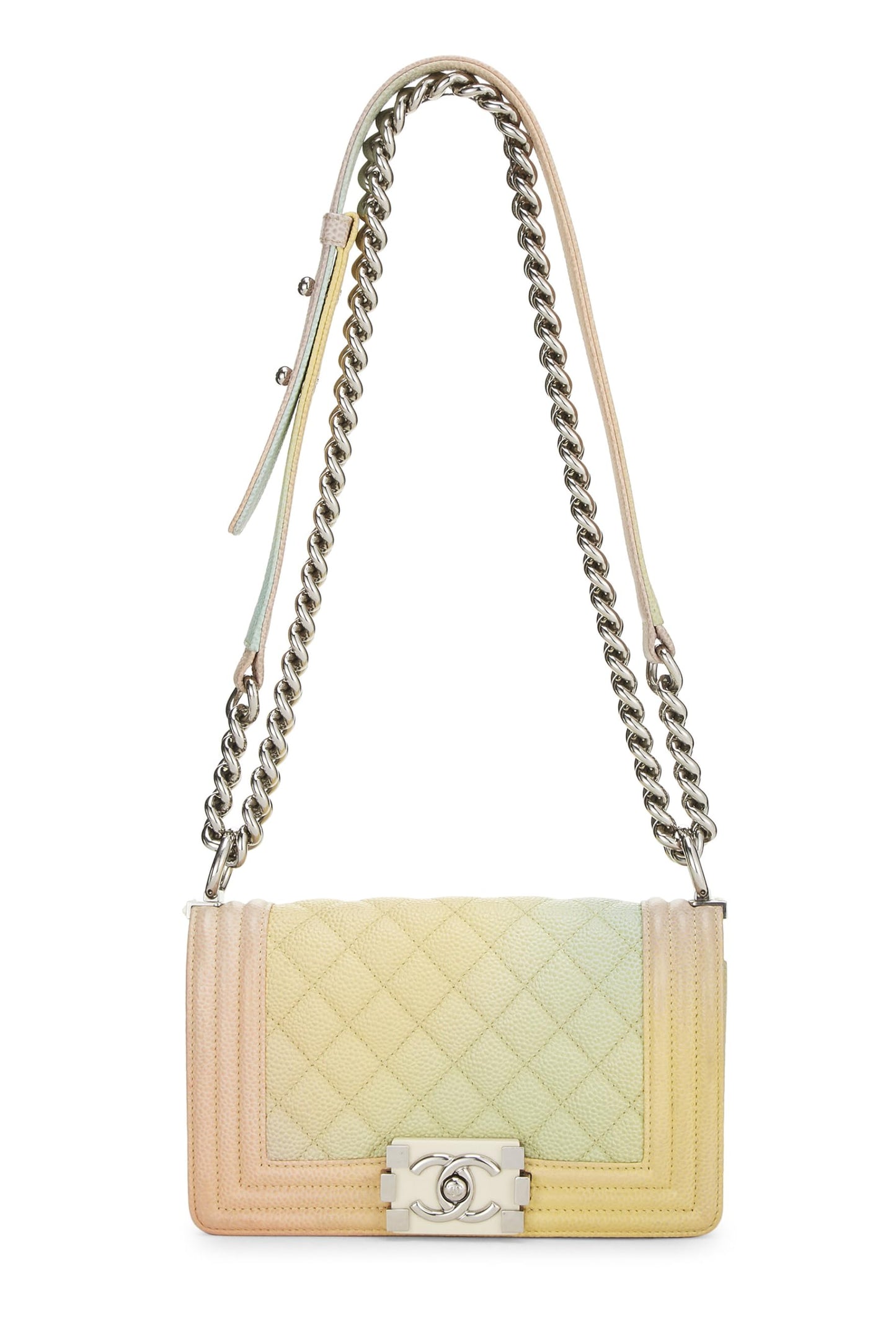 Chanel,  Rainbow Quilted Caviar Boy Bag Small, Multi