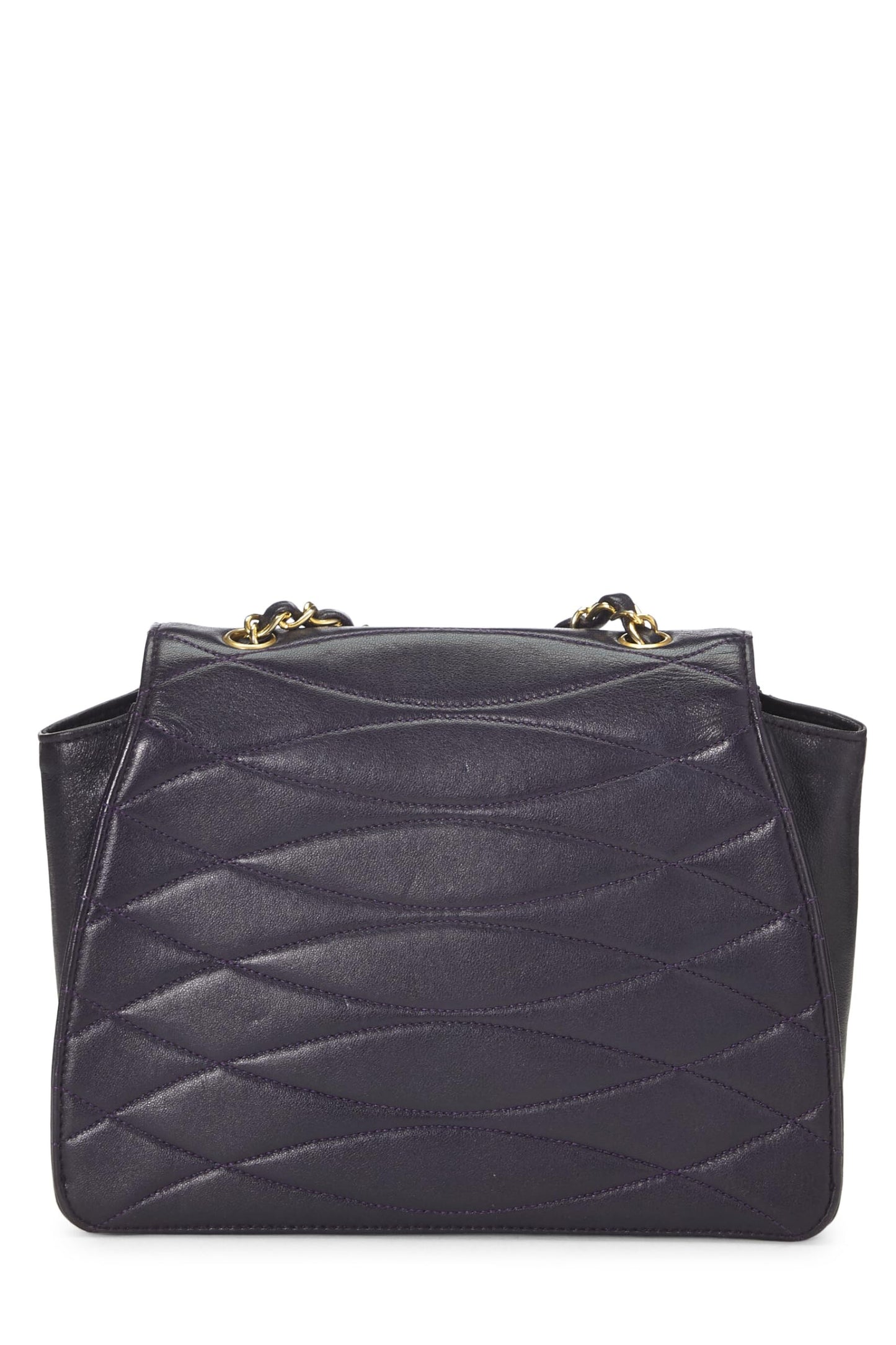 Chanel,  Purple Quilted Lambskin Round Flap Small, Purple