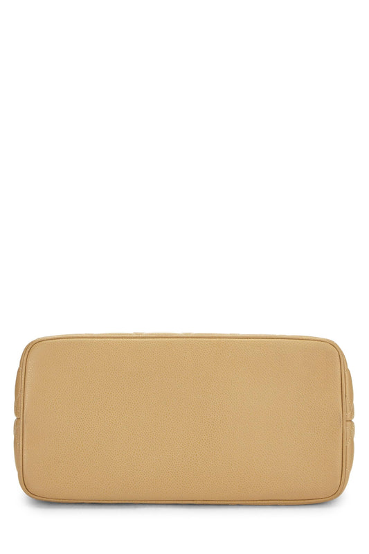 Chanel,  Beige Quilted Caviar Medallion Tote, Beige