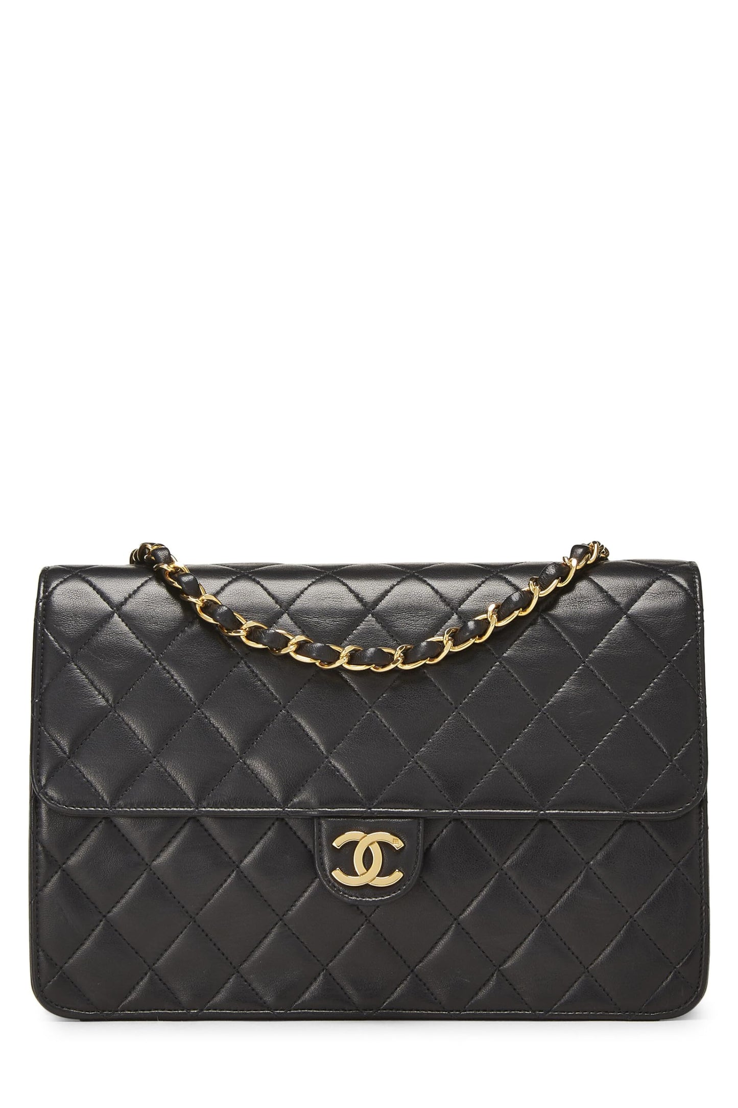 Chanel,  Black Quilted Lambskin Ex Flap Medium, Black