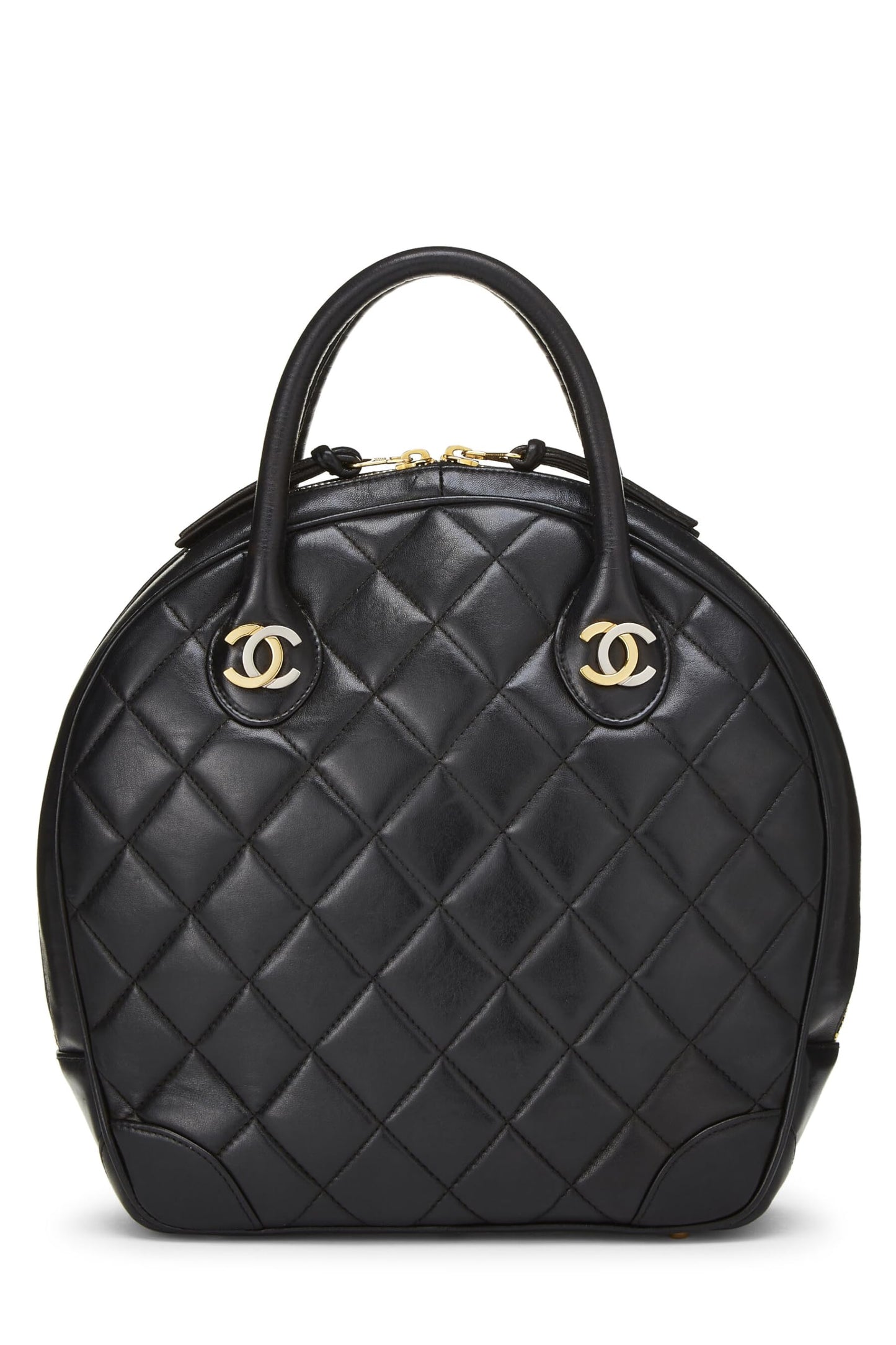 Chanel,  Black Quilted Lambskin Paris Limited Bowler Small, Black