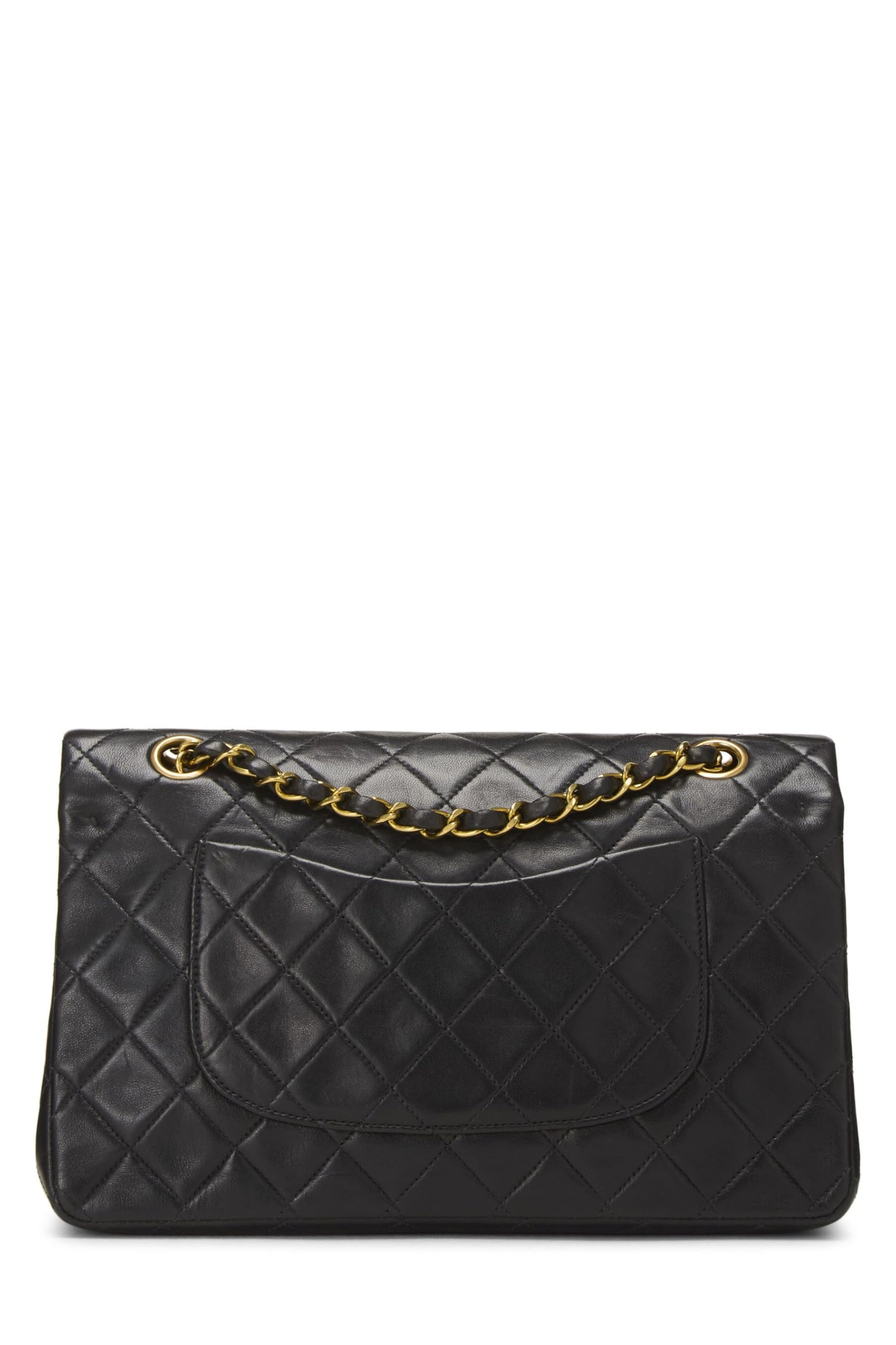 Chanel,  Black Quilted Lambskin Classic Double Flap Medium, Black