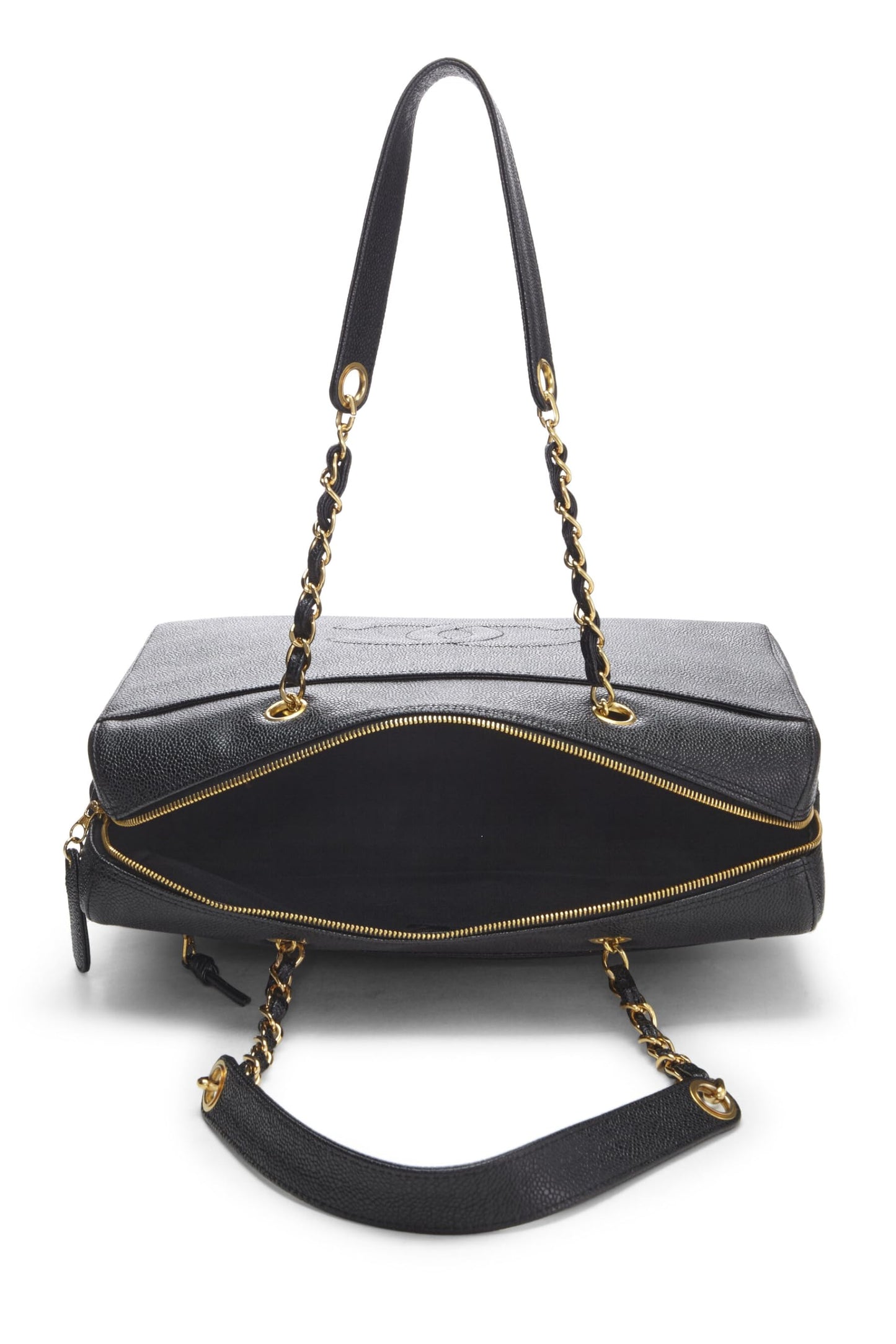 Chanel,  Black Caviar Zip Tote Small, Black