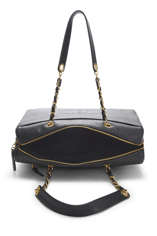 Chanel,  Black Caviar Zip Tote Small, Black