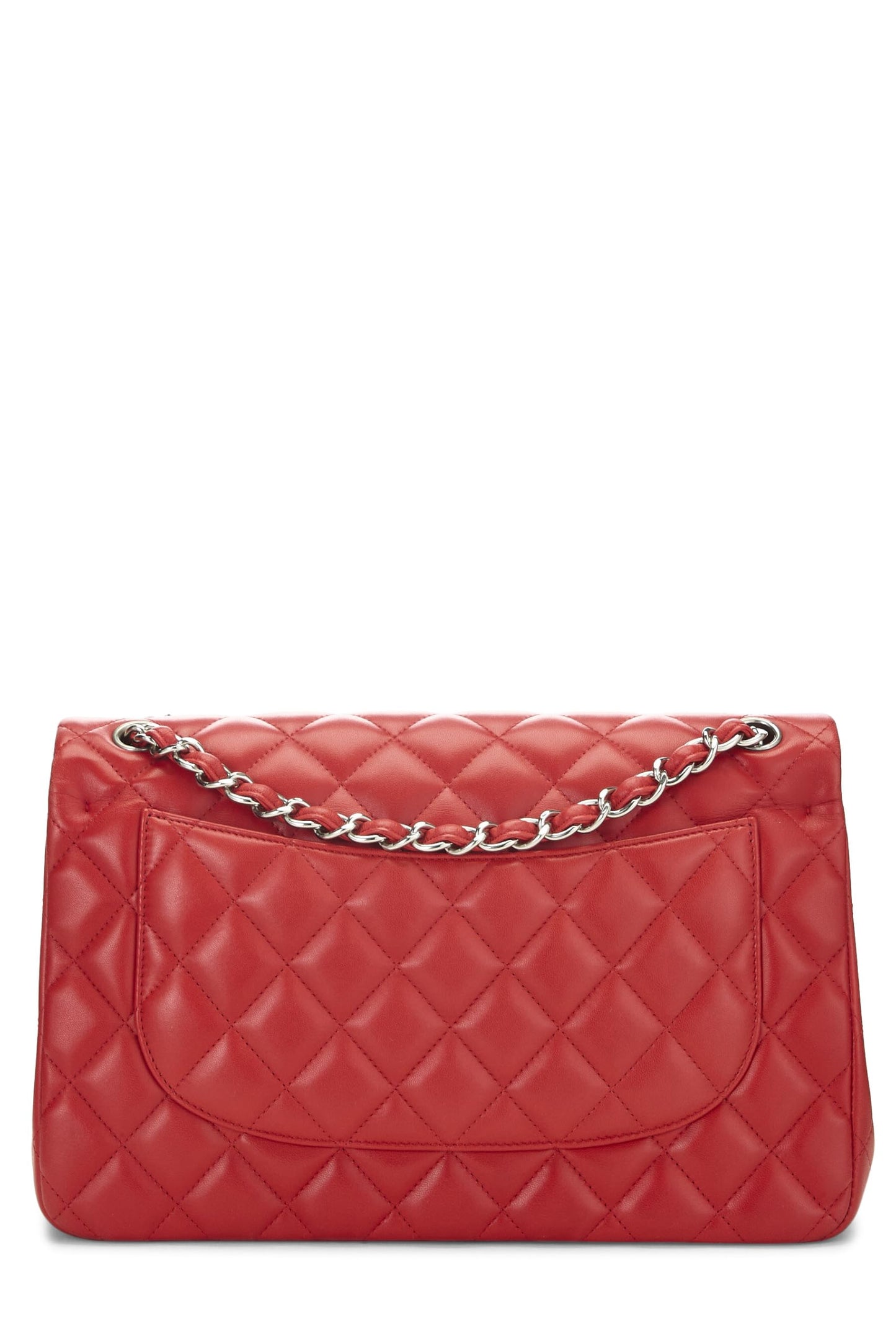 Chanel,  Red Quilted Lambskin New Classic Double Flap Jumbo, Red
