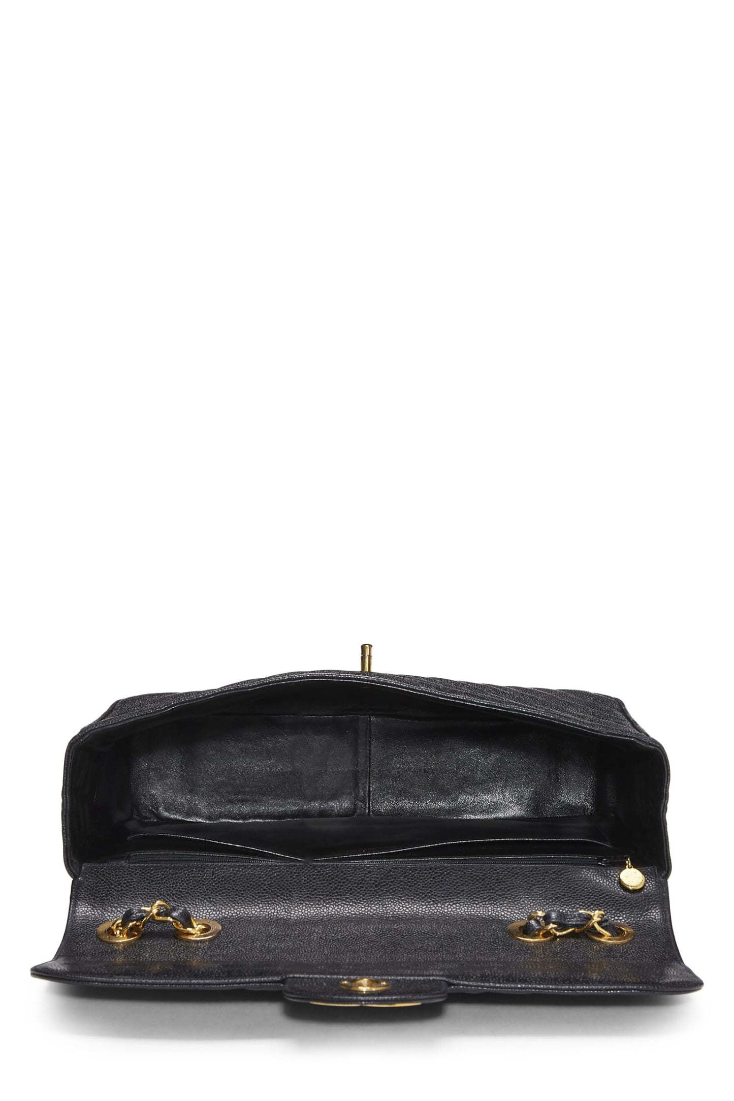 Chanel,  Black Chevron Caviar Half Flap Maxi, Black