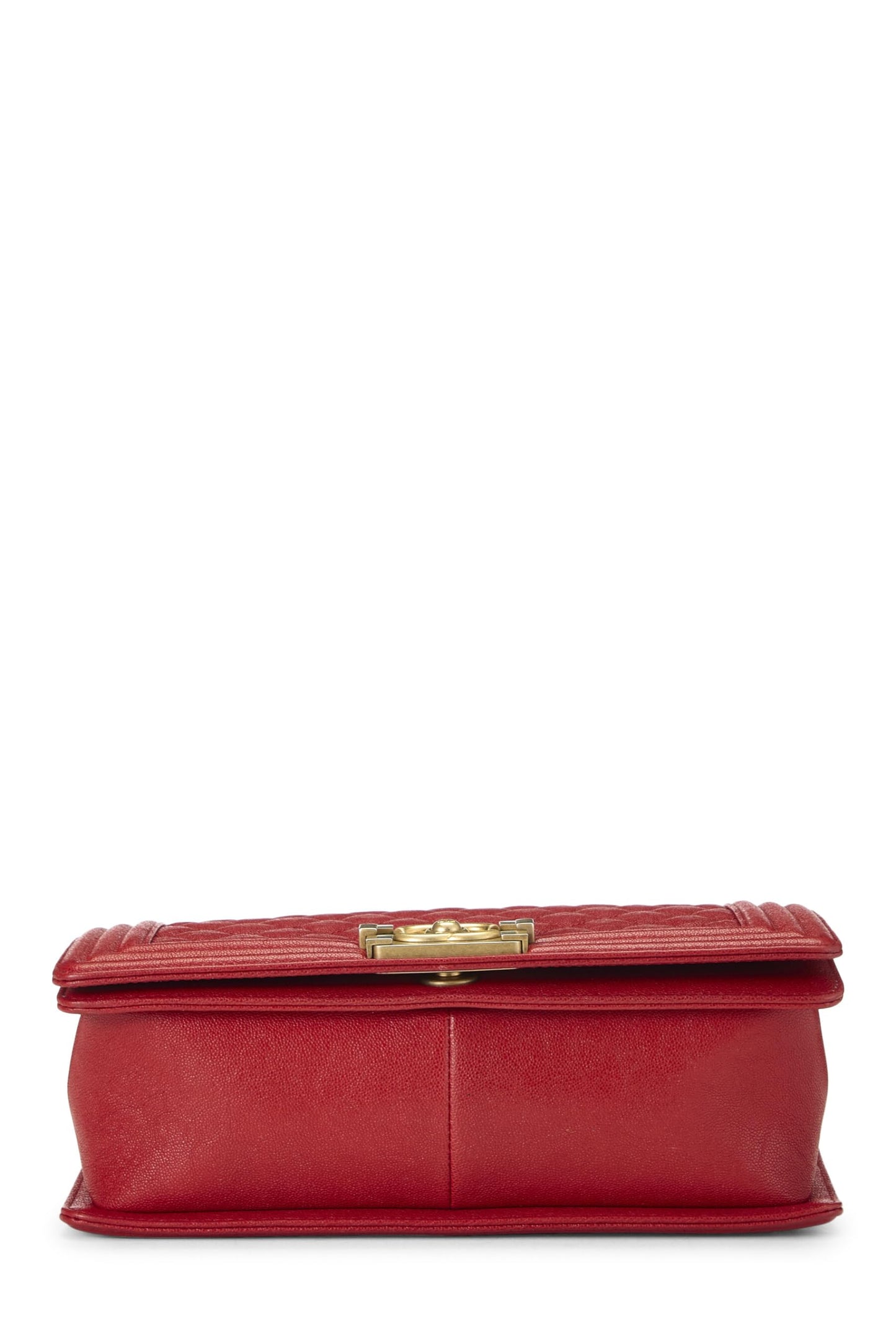 Chanel,  Red Quilted Caviar Boy Bag Medium, Red
