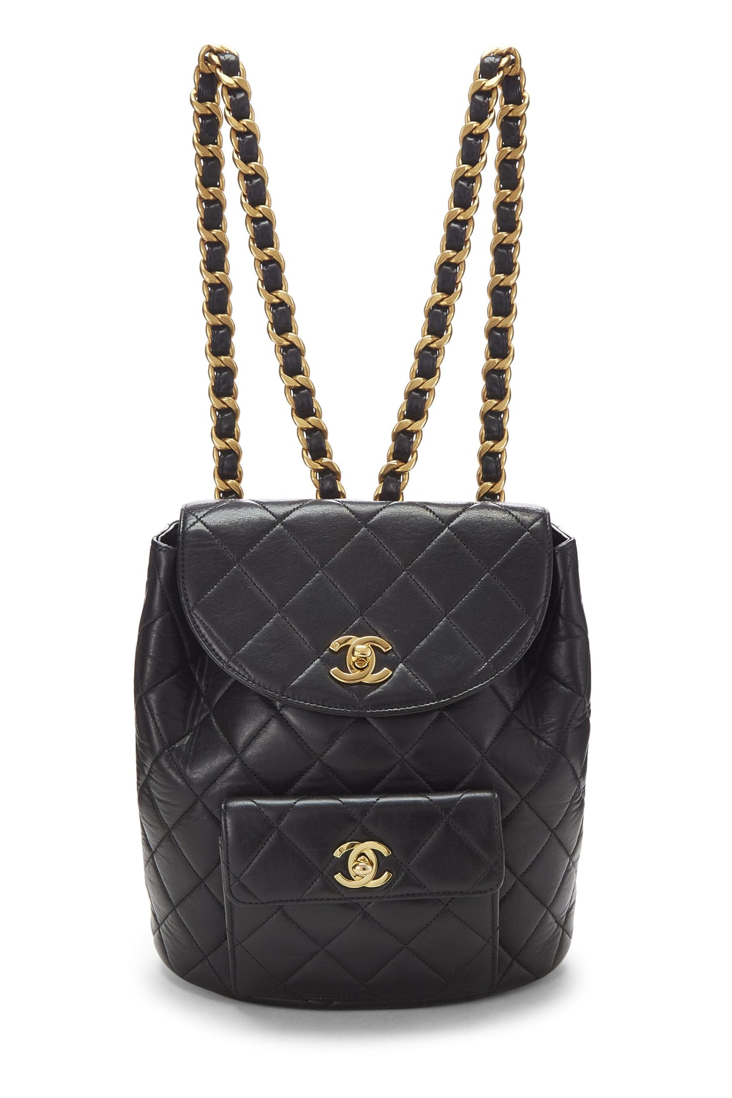 Chanel,  Black Quilted Lambskin 'CC' Classic Backpack Medium, Black