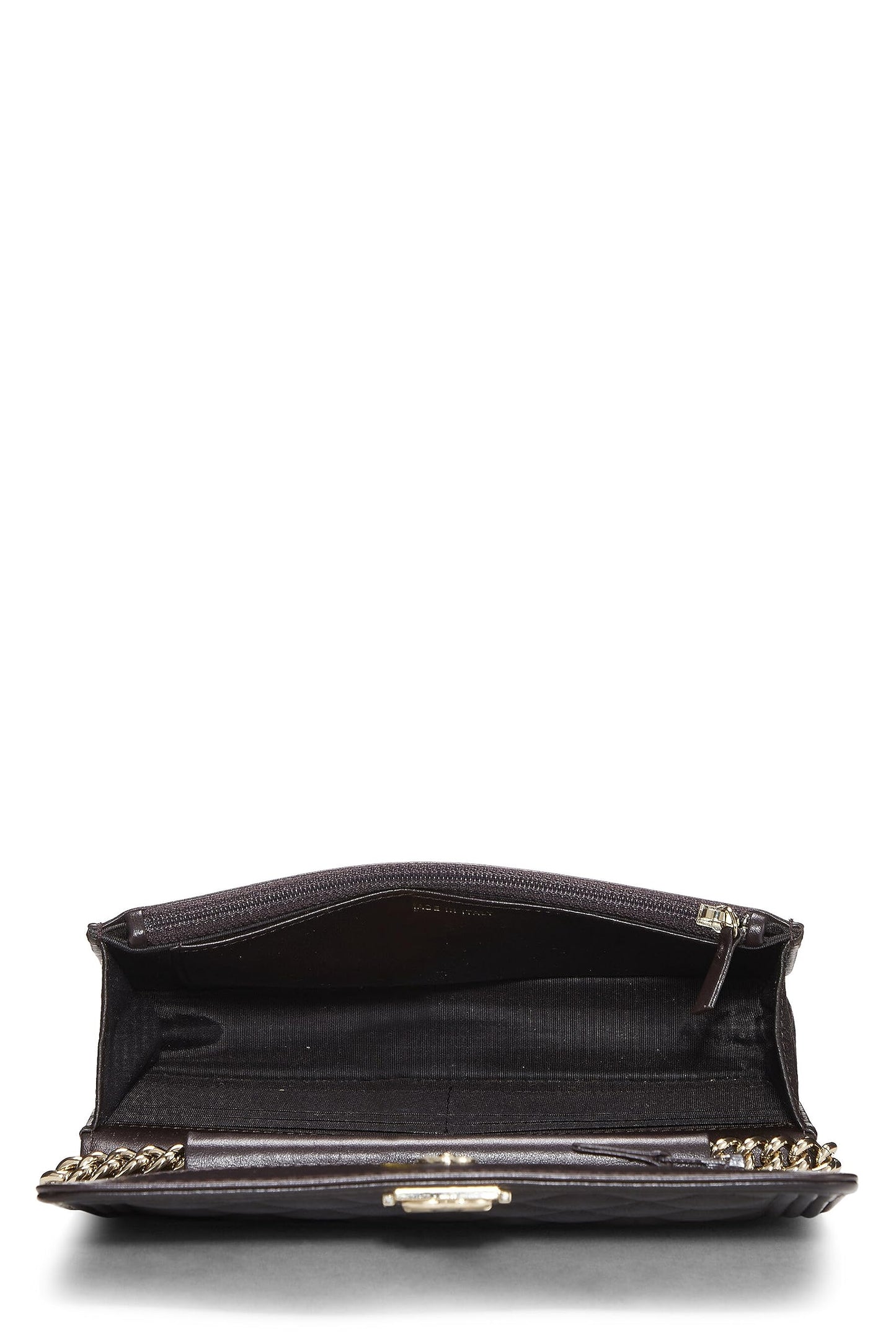 Chanel,  Brown Quilted Caviar Boy Wallet on Chain (WOC), Brown