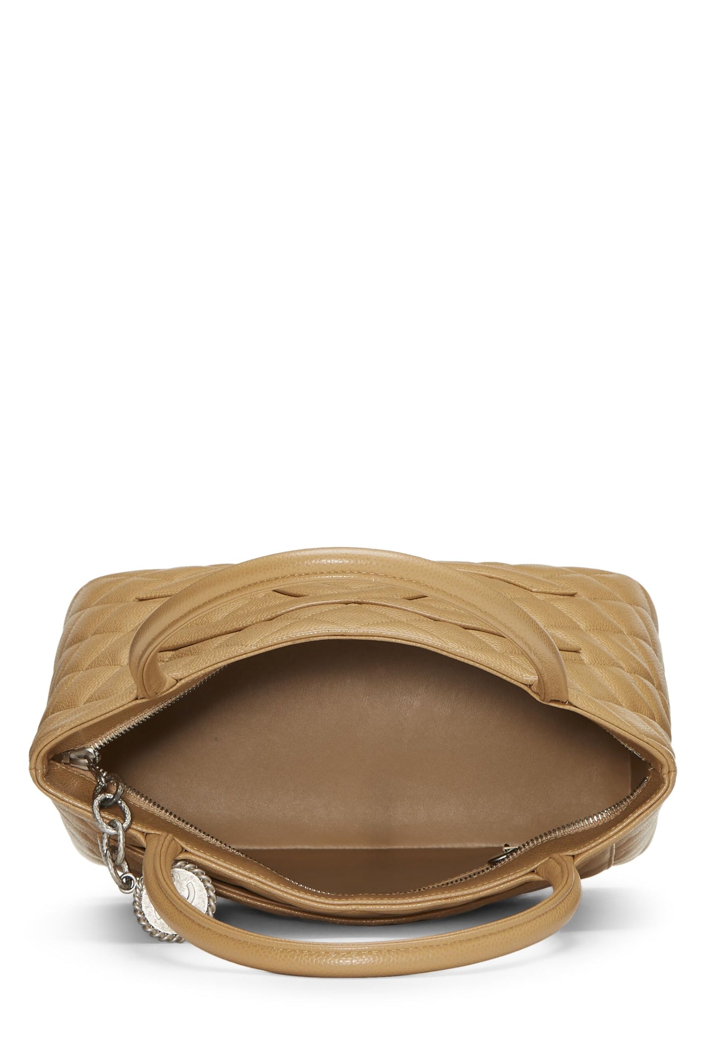 Chanel,  Beige Quilted Caviar Medallion Tote, Beige