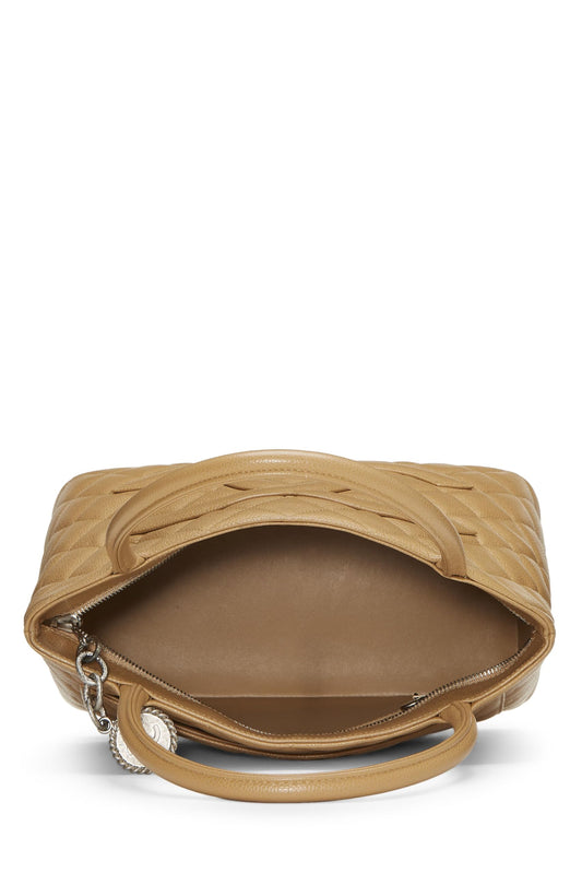 Chanel,  Beige Quilted Caviar Medallion Tote, Beige