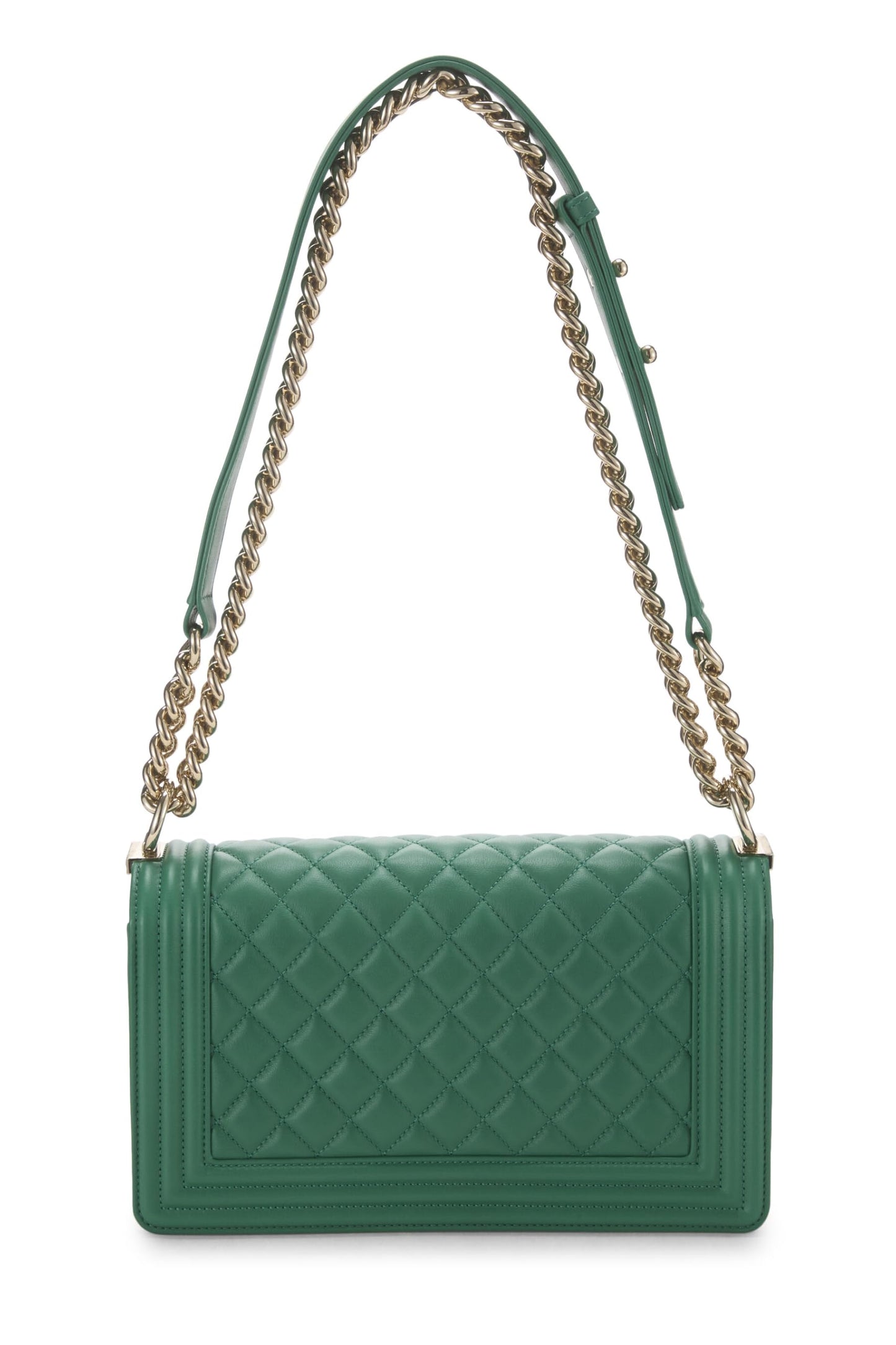 Chanel,  Green Quilted Lambskin Boy Bag Medium, Green
