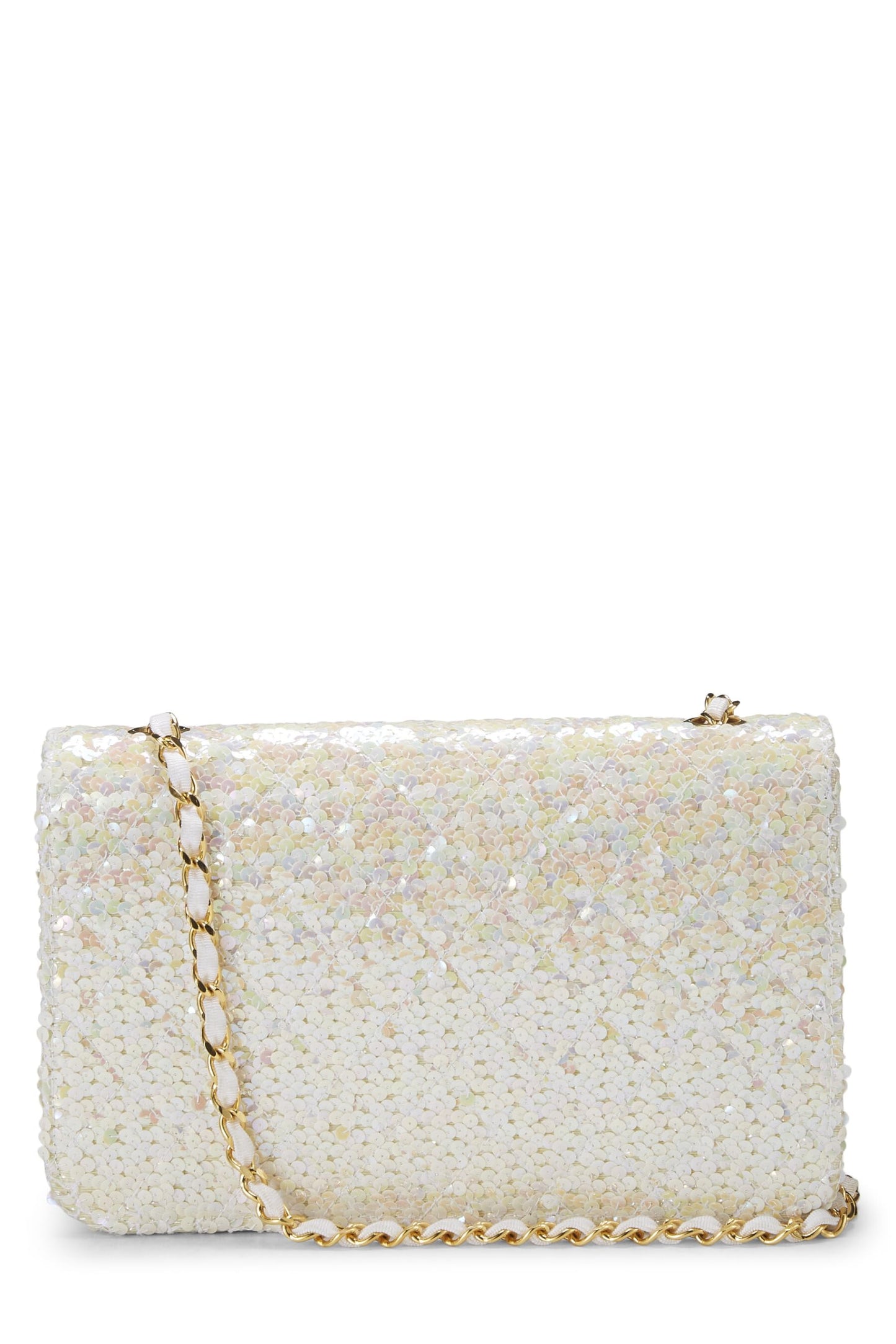 Chanel,  White Sequin Half Flap Medium, White