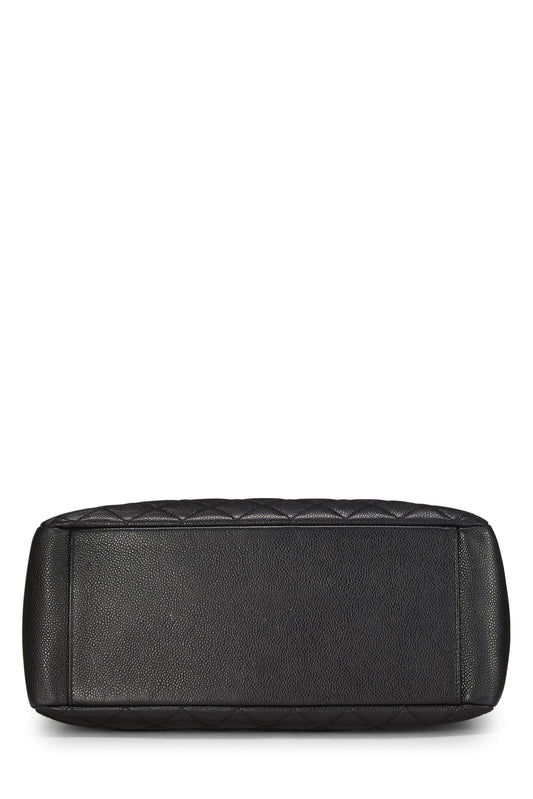 Chanel,  Black Quilted Caviar Grand Shopping Tote (GST), Black