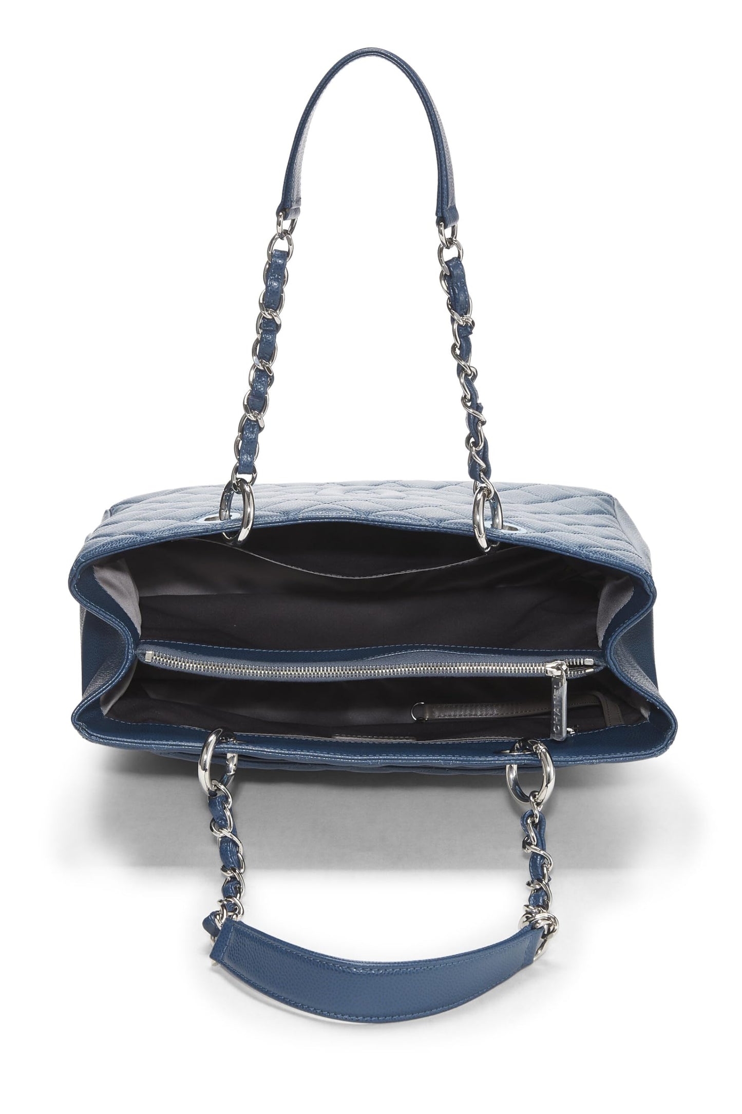 Chanel,  Beige Quilted Caviar Grand Shopping Tote (GST), Blue
