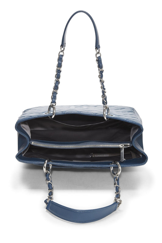 Chanel,  Beige Quilted Caviar Grand Shopping Tote (GST), Blue
