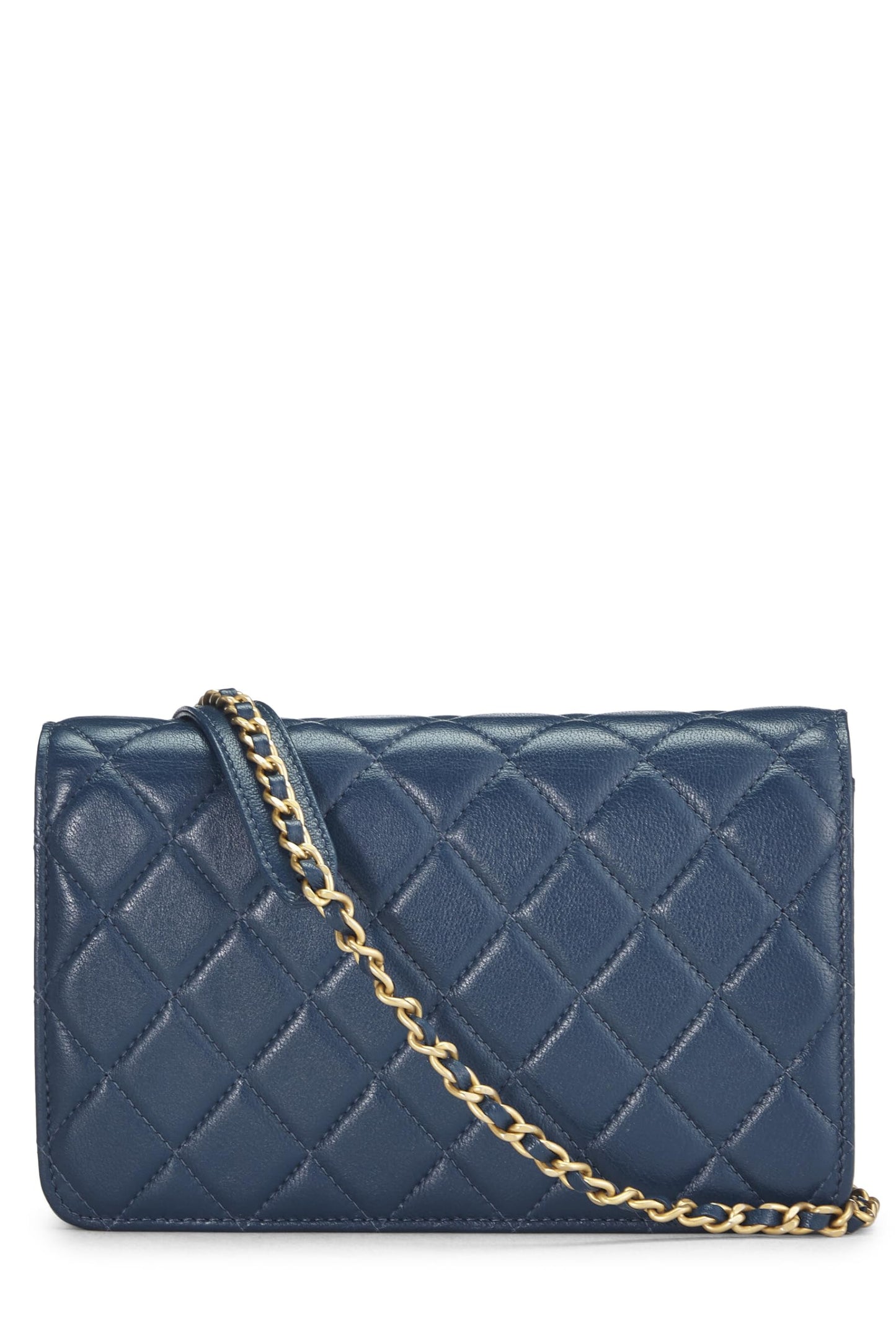 Chanel,  Blue Quilted Lambskin Infinity Wallet on Chain (WOC), Blue