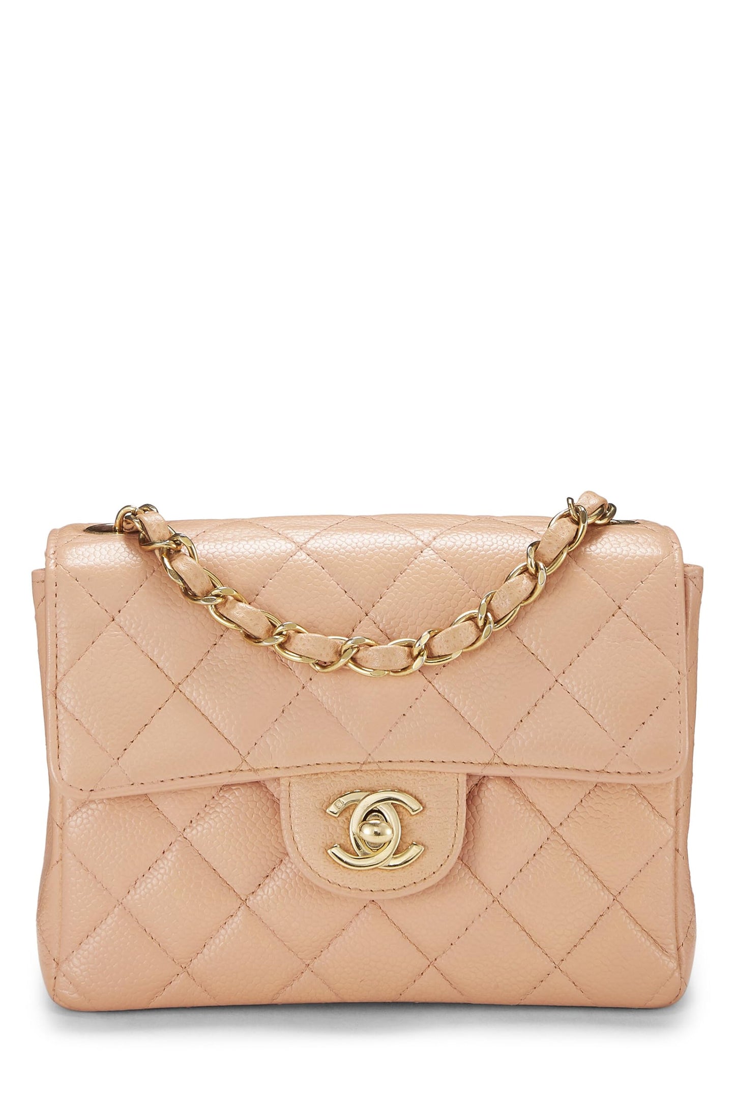Chanel,  Pink Quilted Caviar Half Flap Mini, Pink