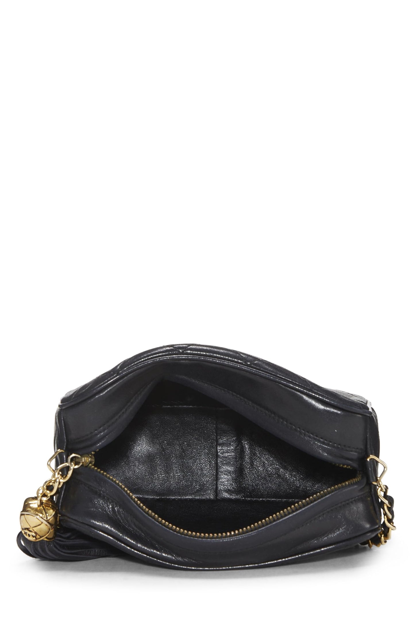 Chanel,  Black Lambskin Diamond CC Camera Bag Mini, Black