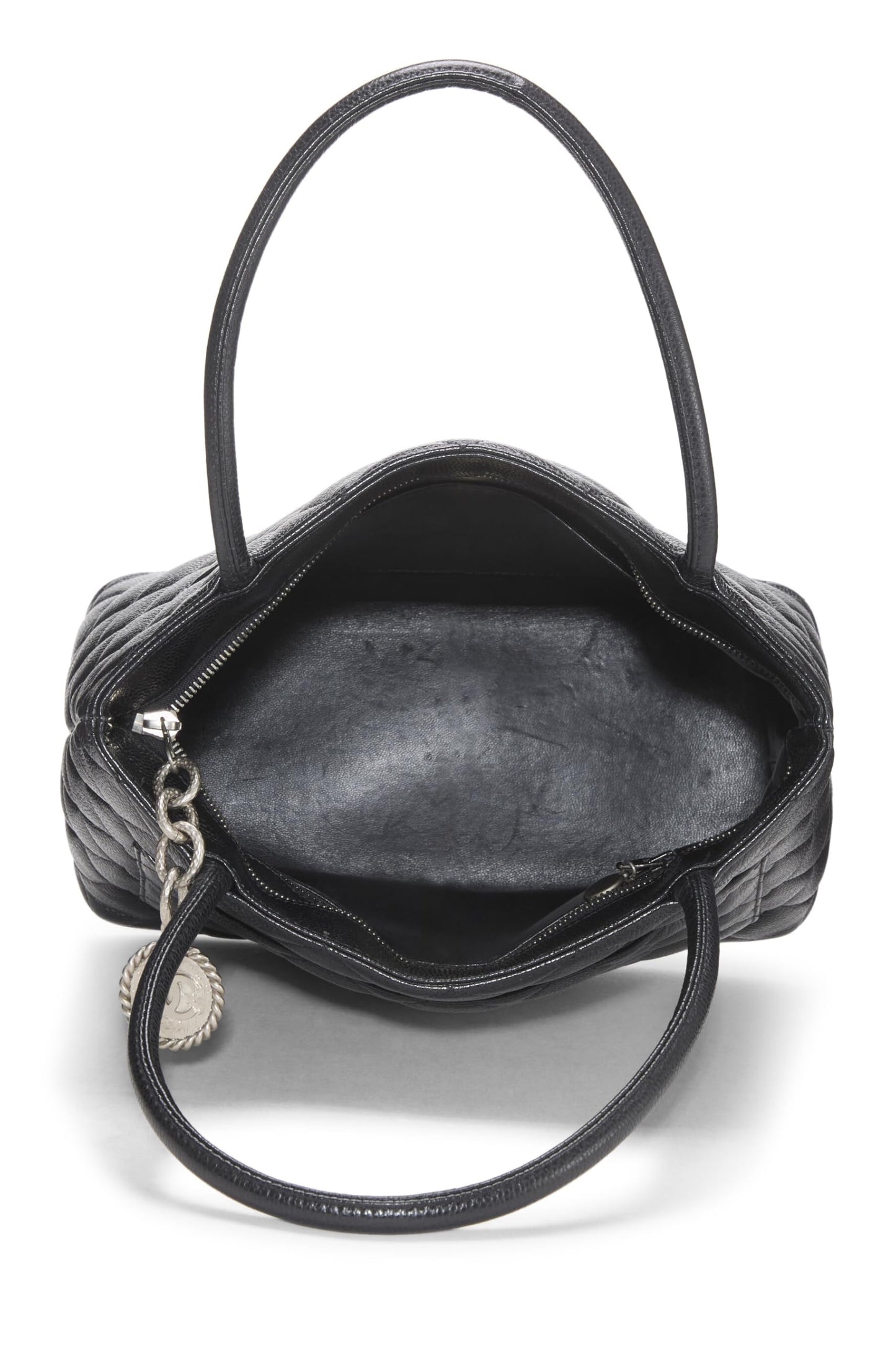 Chanel,  Black Quilted Caviar Medallion Tote, Black