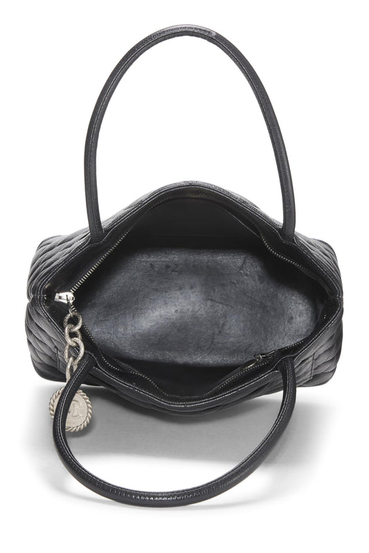 Chanel,  Black Quilted Caviar Medallion Tote, Black