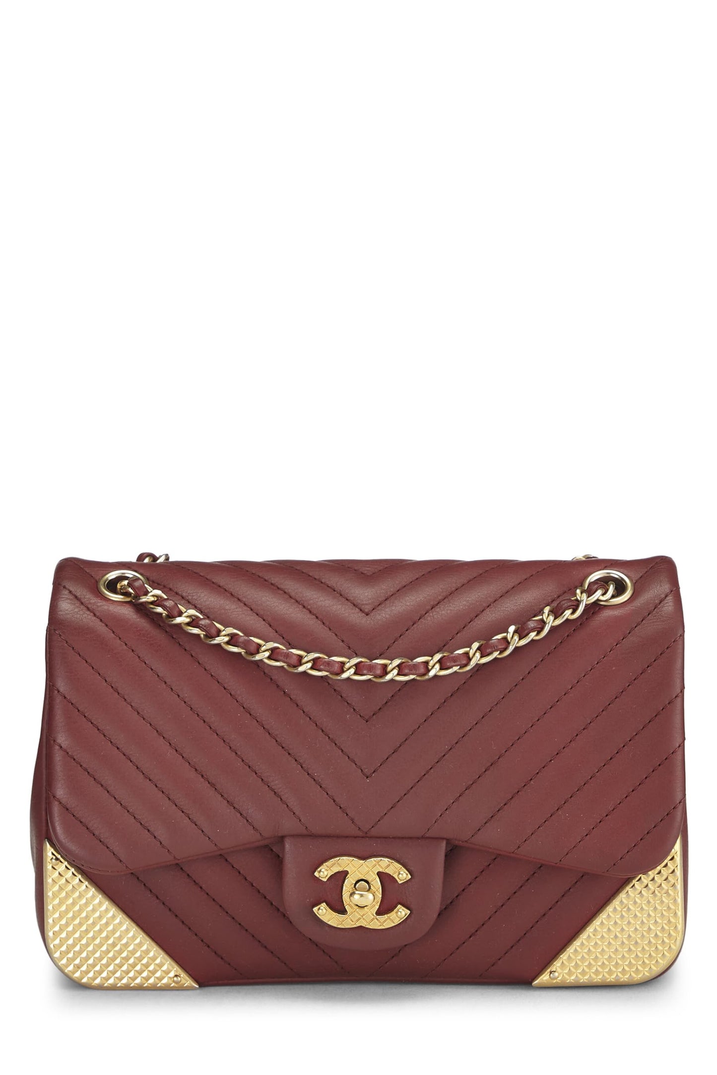 Chanel,  Paris-Cosmopolite Red Chevron Lambskin Rock the Corner Flap Bag Small, Red