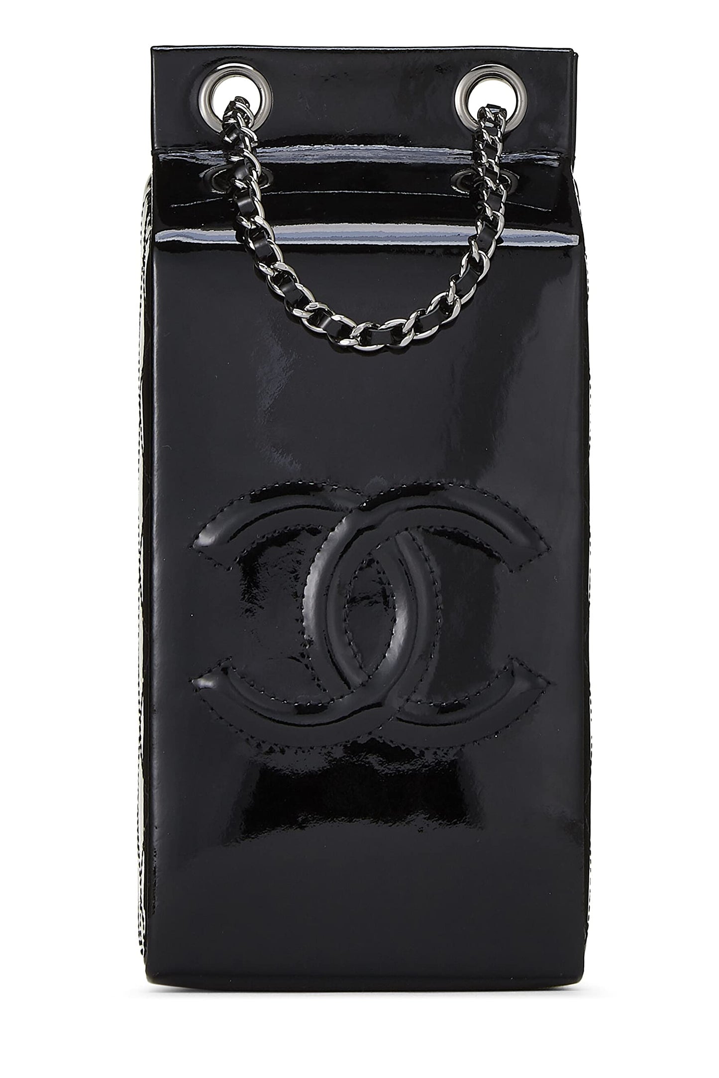Chanel,  Black Patent Leather Milk Carton Bag, Black