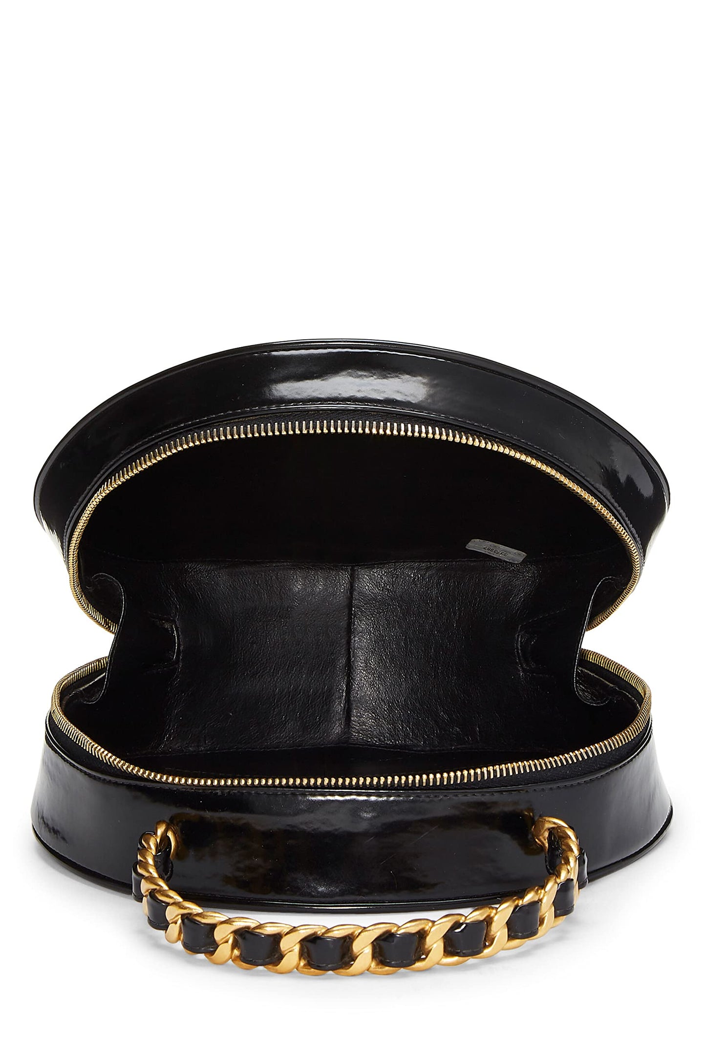 Chanel,  Black Quilted Patent Leather Round 'CC' Bag, Black