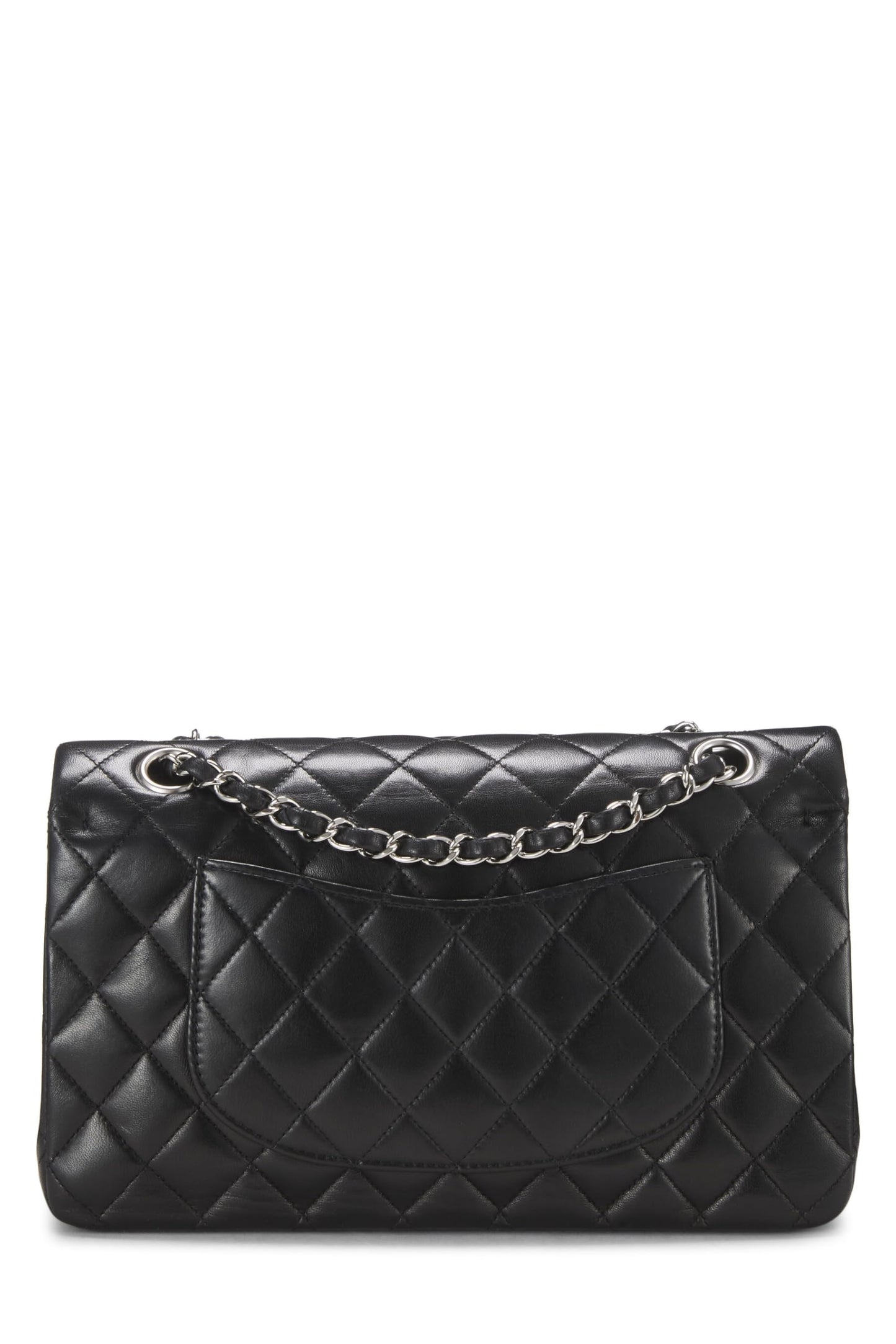 Chanel,  Black Quilted Lambskin Classic Double Flap Medium, Black