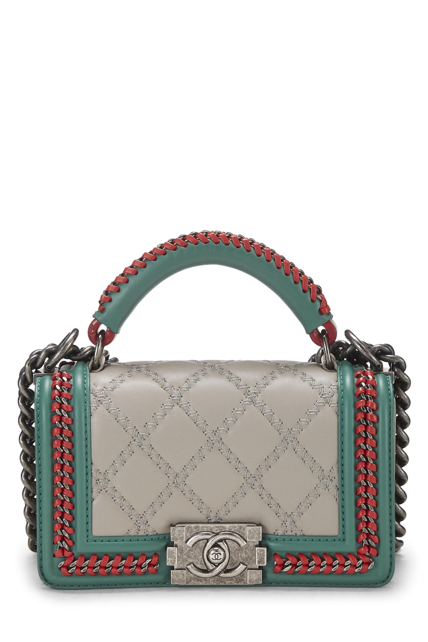Chanel,  Paris-Salzburg Multicolor Braided Around Top Handle Boy Bag Small, Multi