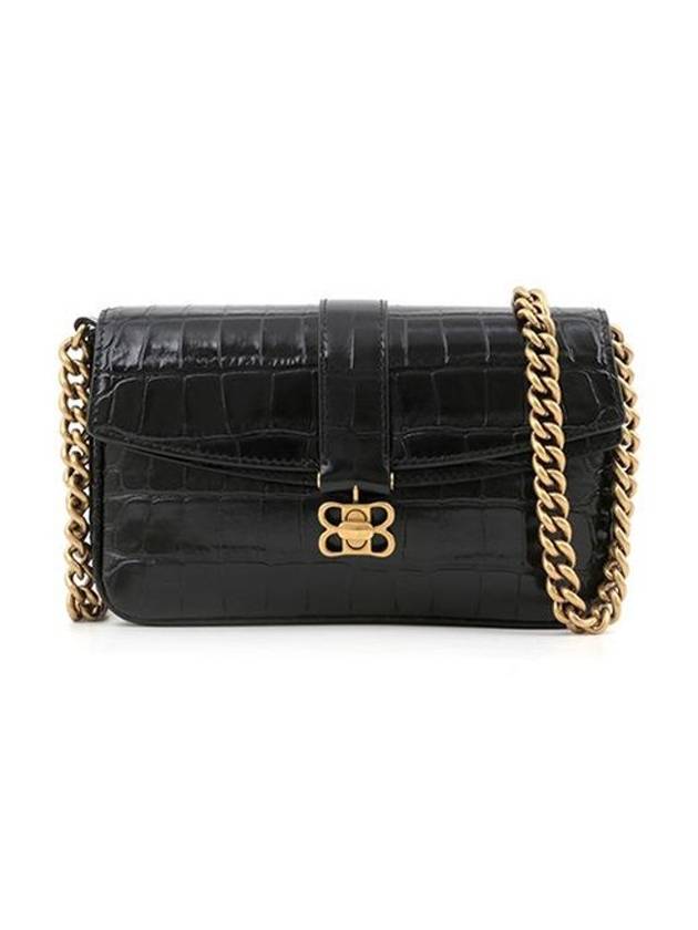 Luxury Balenciaga BB Logo Buckle Flap XS Shoulder Bag Black