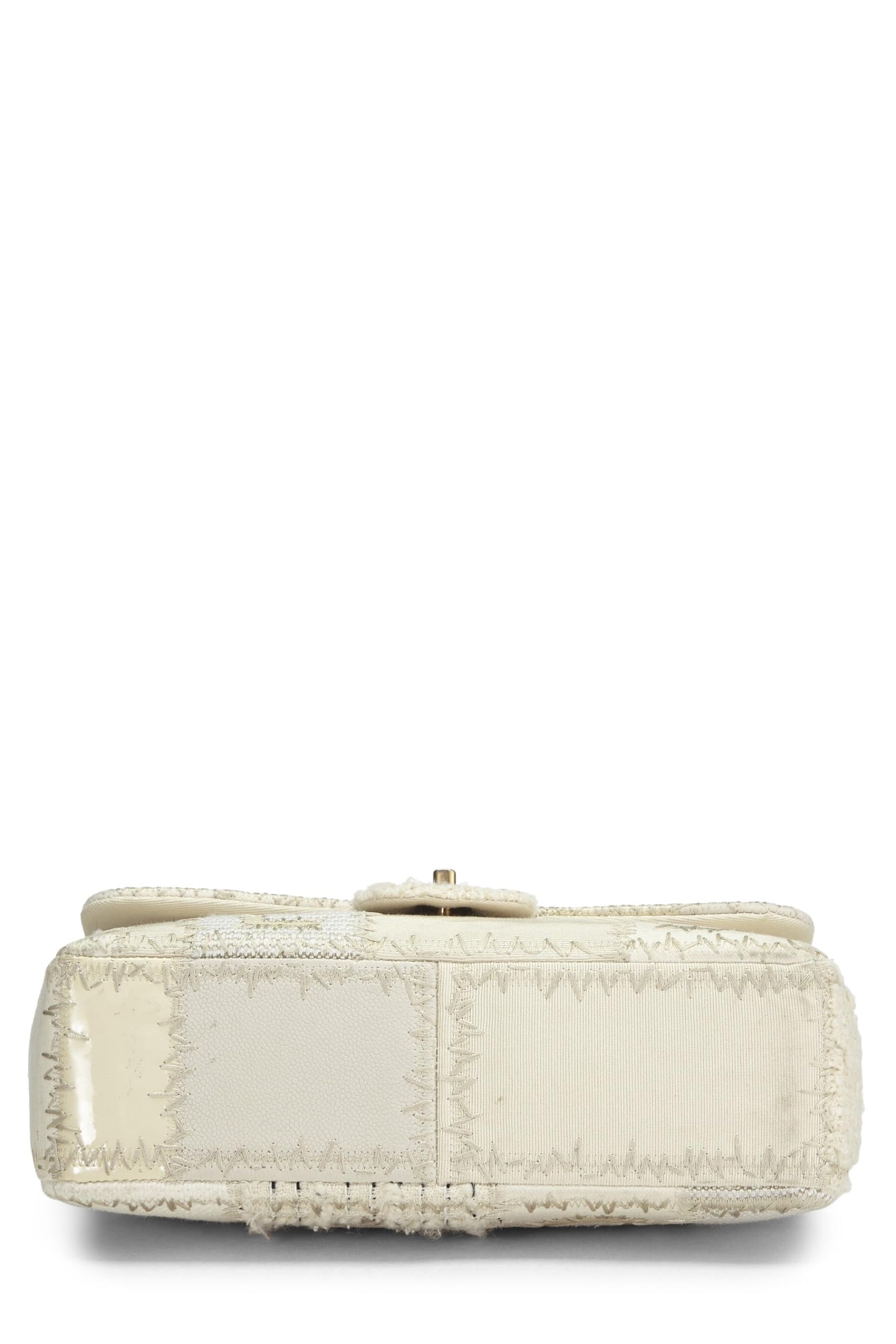 Chanel,  Cream Patchwork Half Flap Jumbo, White