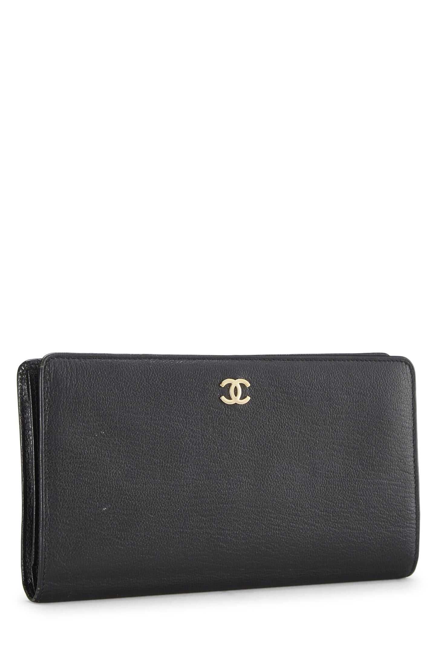 Chanel,  Black Lambskin Long Wallet, Black