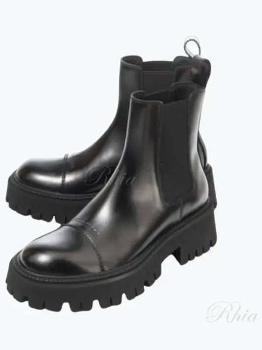 Luxury Balenciaga Tractor Leather Chelsea Boots Black