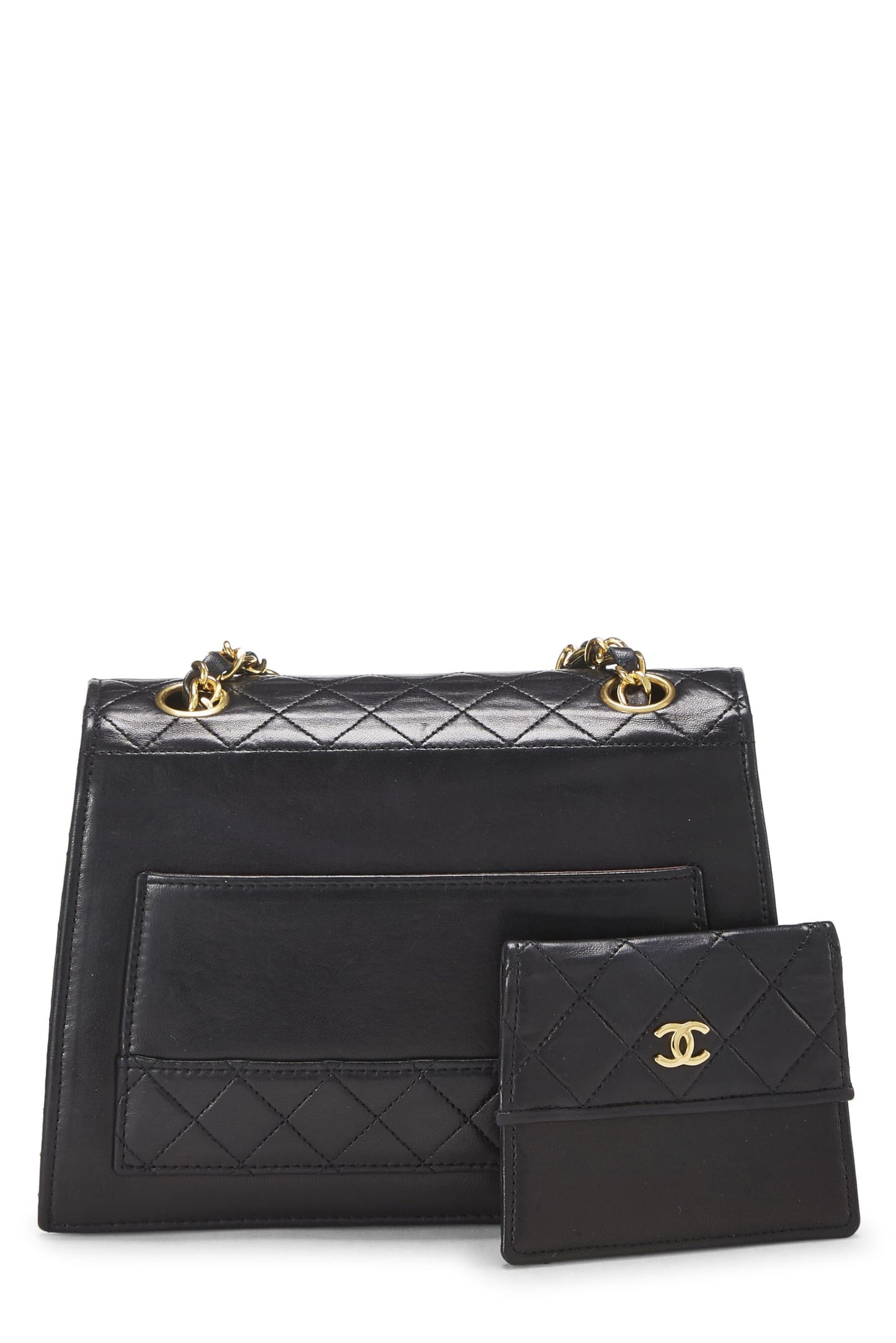 Chanel,  Black Quilted Lambskin Trapezoid Bag, Black