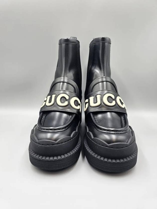 Luxury Gucci Trending 2025 Lettering Logo Leather Chelsea Boots Black