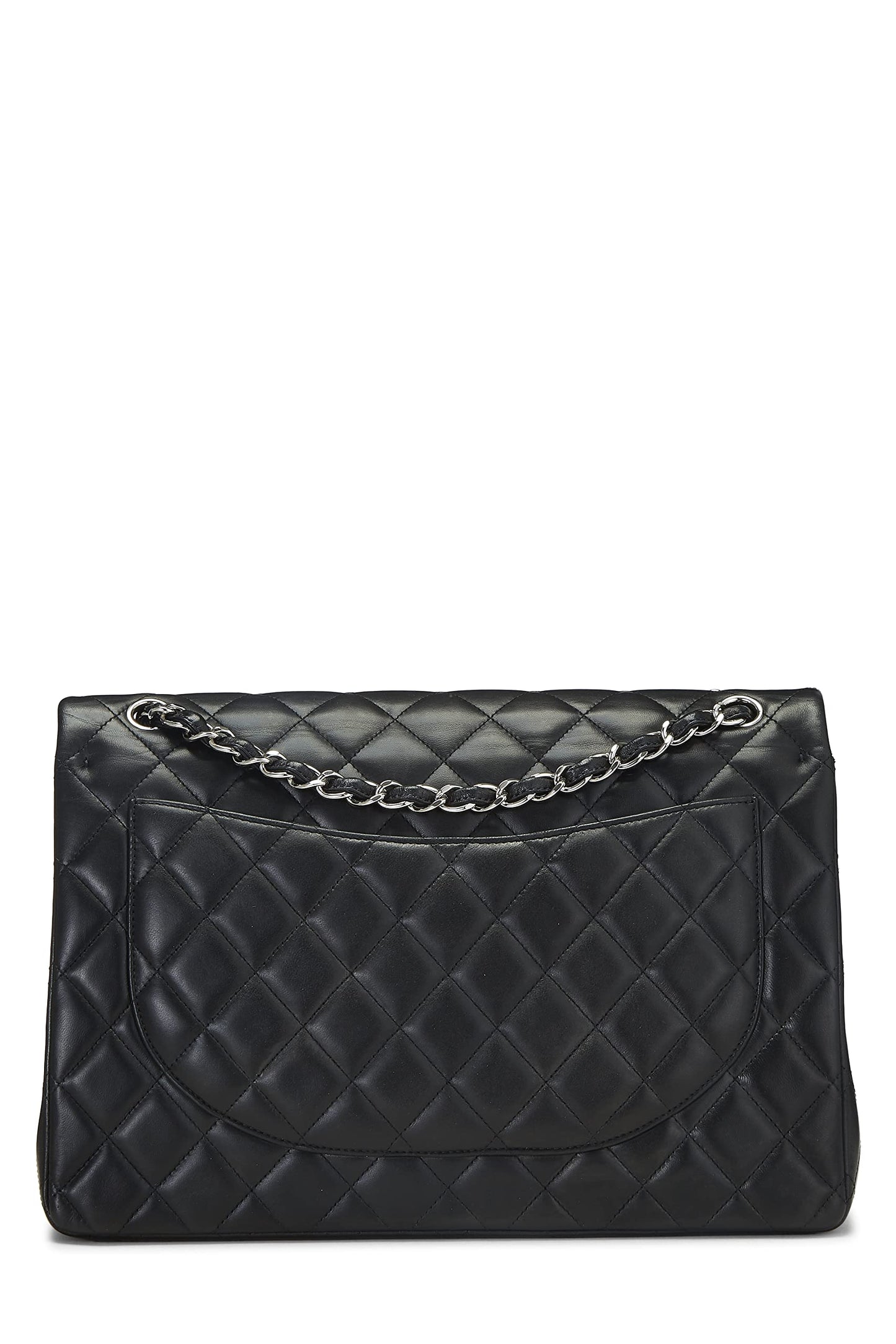 Chanel,  Black Quilted Lambskin New Classic Double Flap Maxi, Black