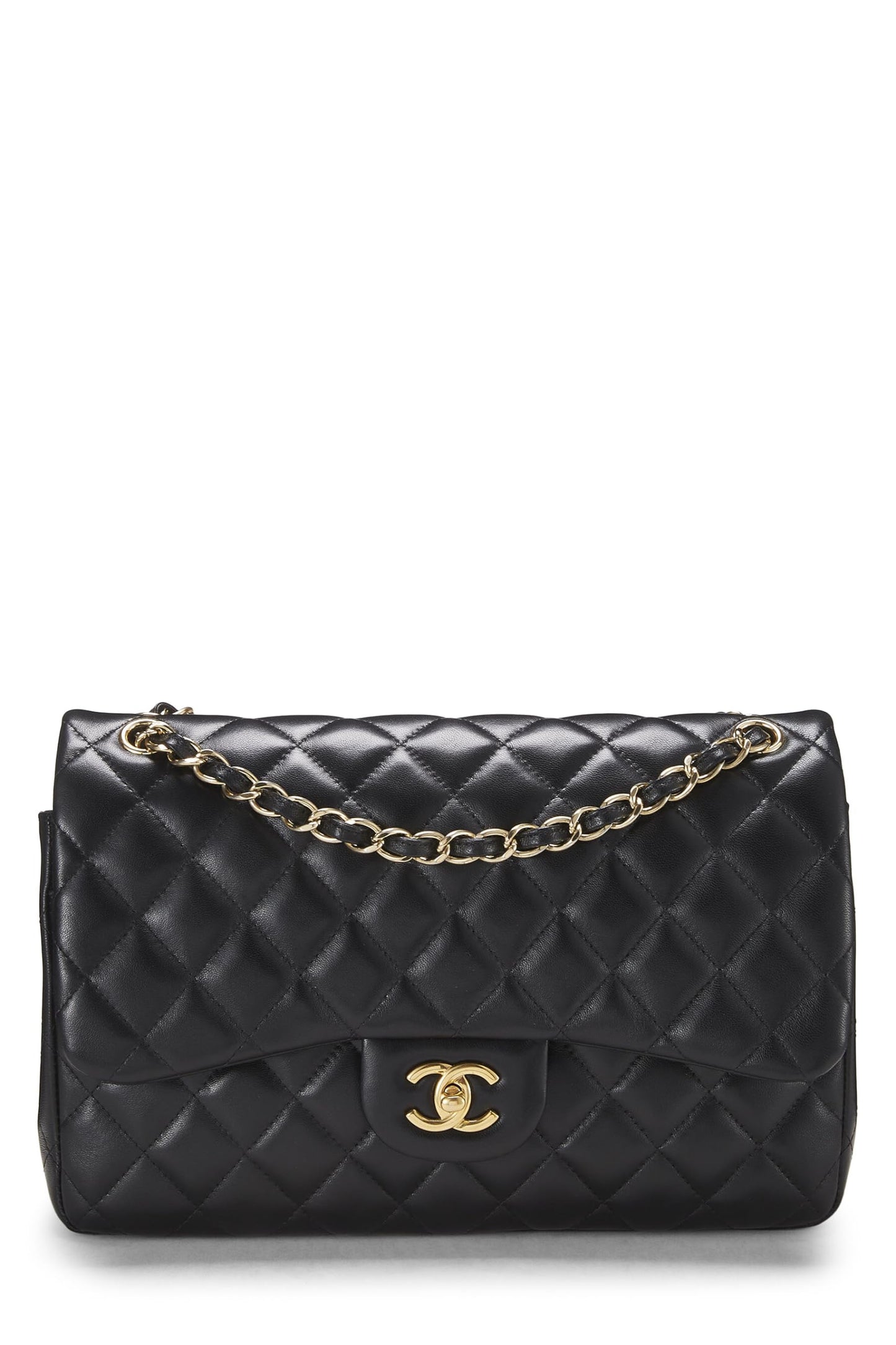 Chanel,  Black Quilted Lambskin New Classic Double Flap Jumbo, Black