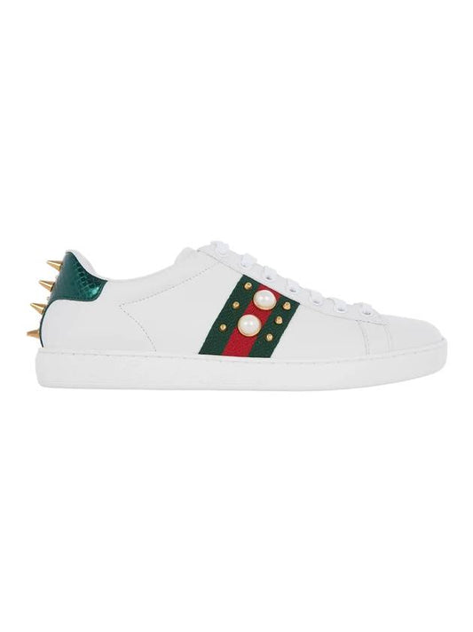 Luxury Gucci Trending 2025 Ace Stud Leather Low Top Sneakers White