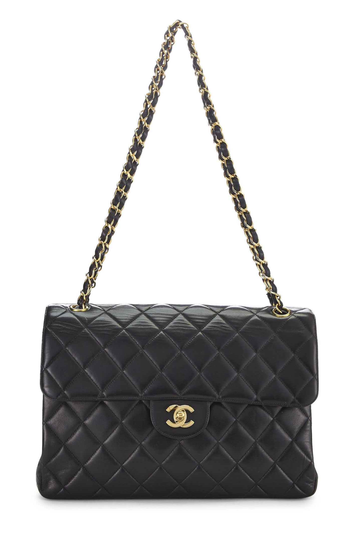 Chanel,  Black Quilted Lambskin Double Sided Classic Flap Jumbo, Black
