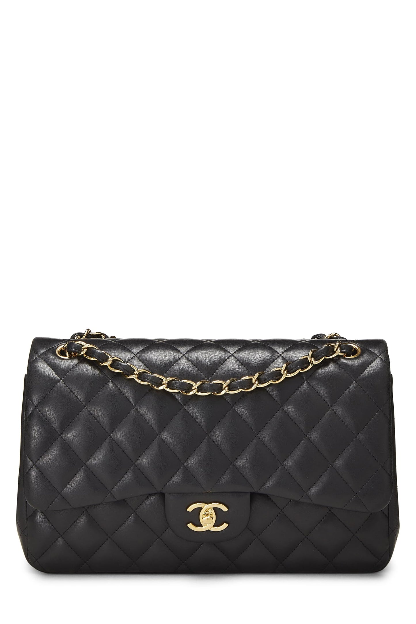 Chanel,  Black Quilted Lambskin New Classic Double Flap Jumbo, Black
