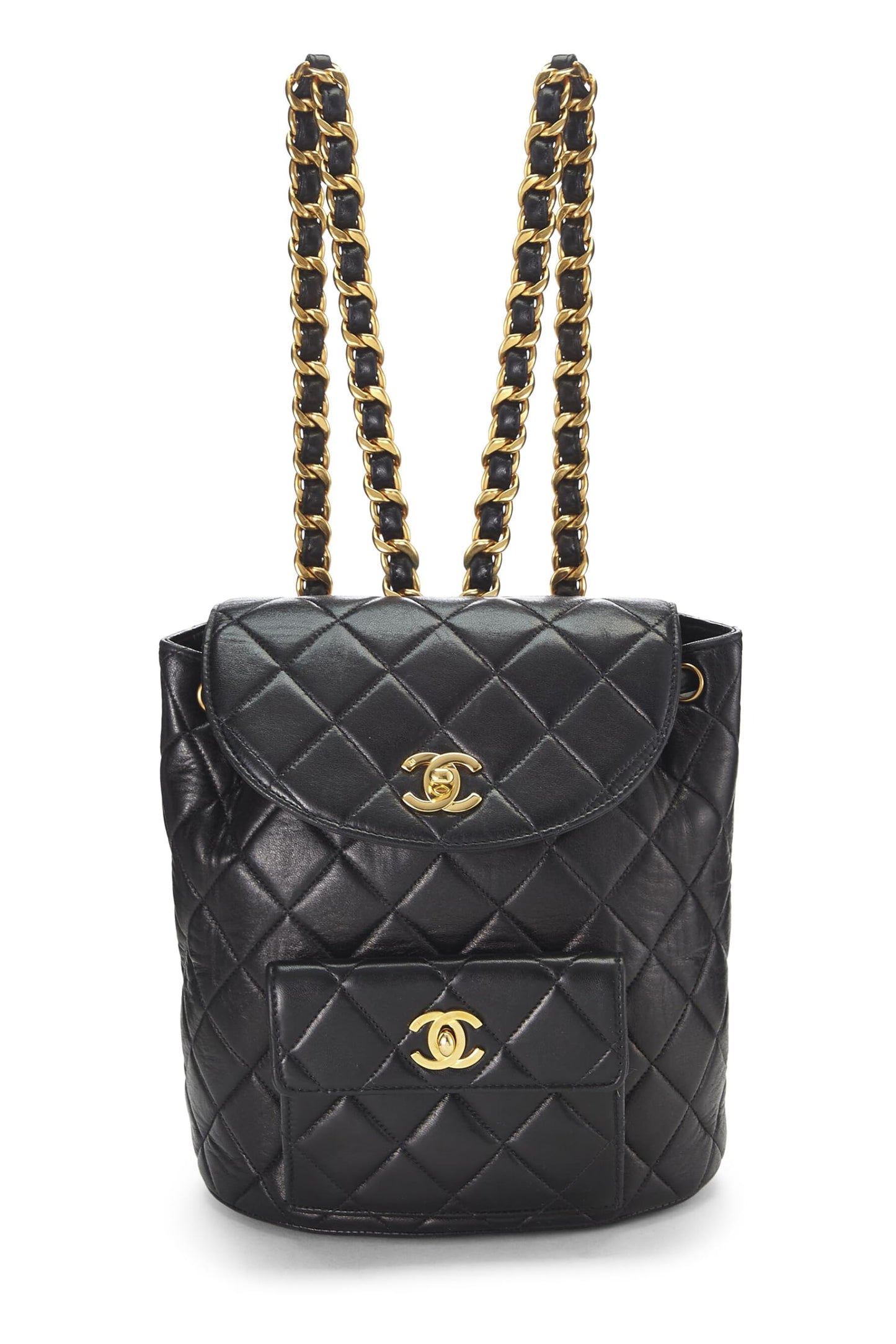 Chanel,  Black Quilted Lambskin Classic Backpack, Black