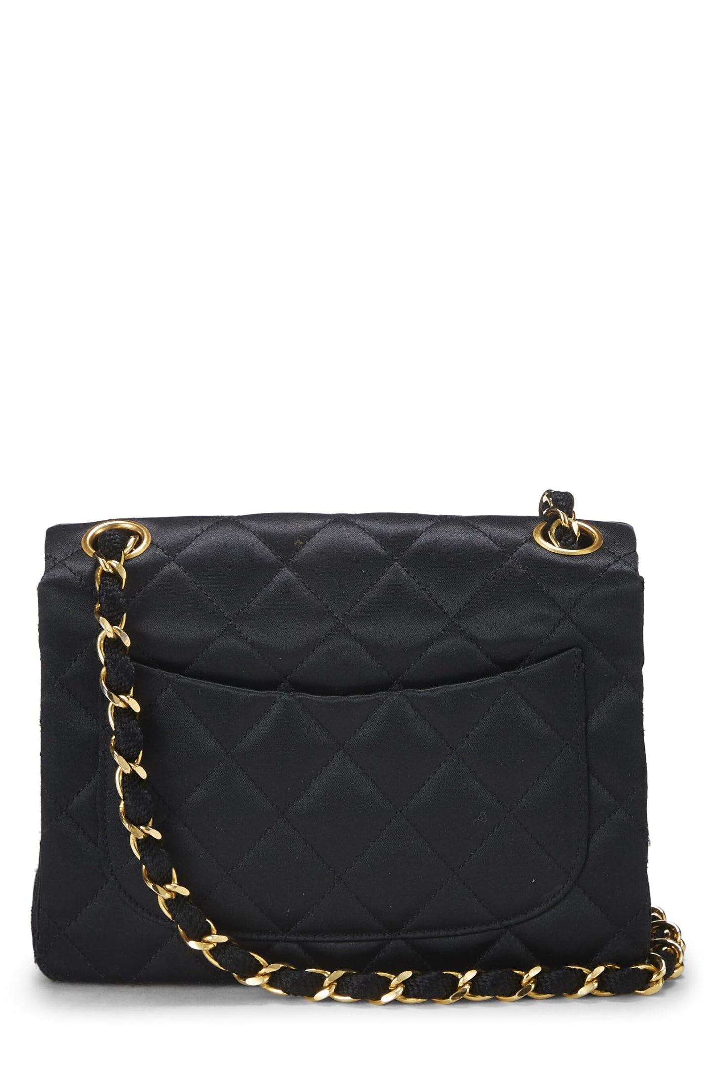 Chanel,  Black Quilted Satin Half Flap Mini, Black