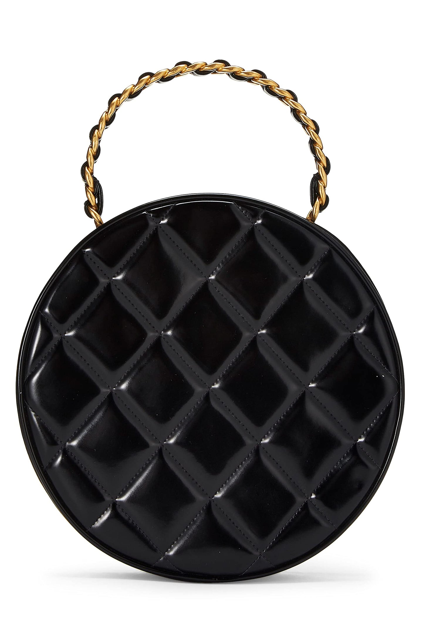 Chanel,  Black Quilted Patent Leather Round 'CC' Bag, Black